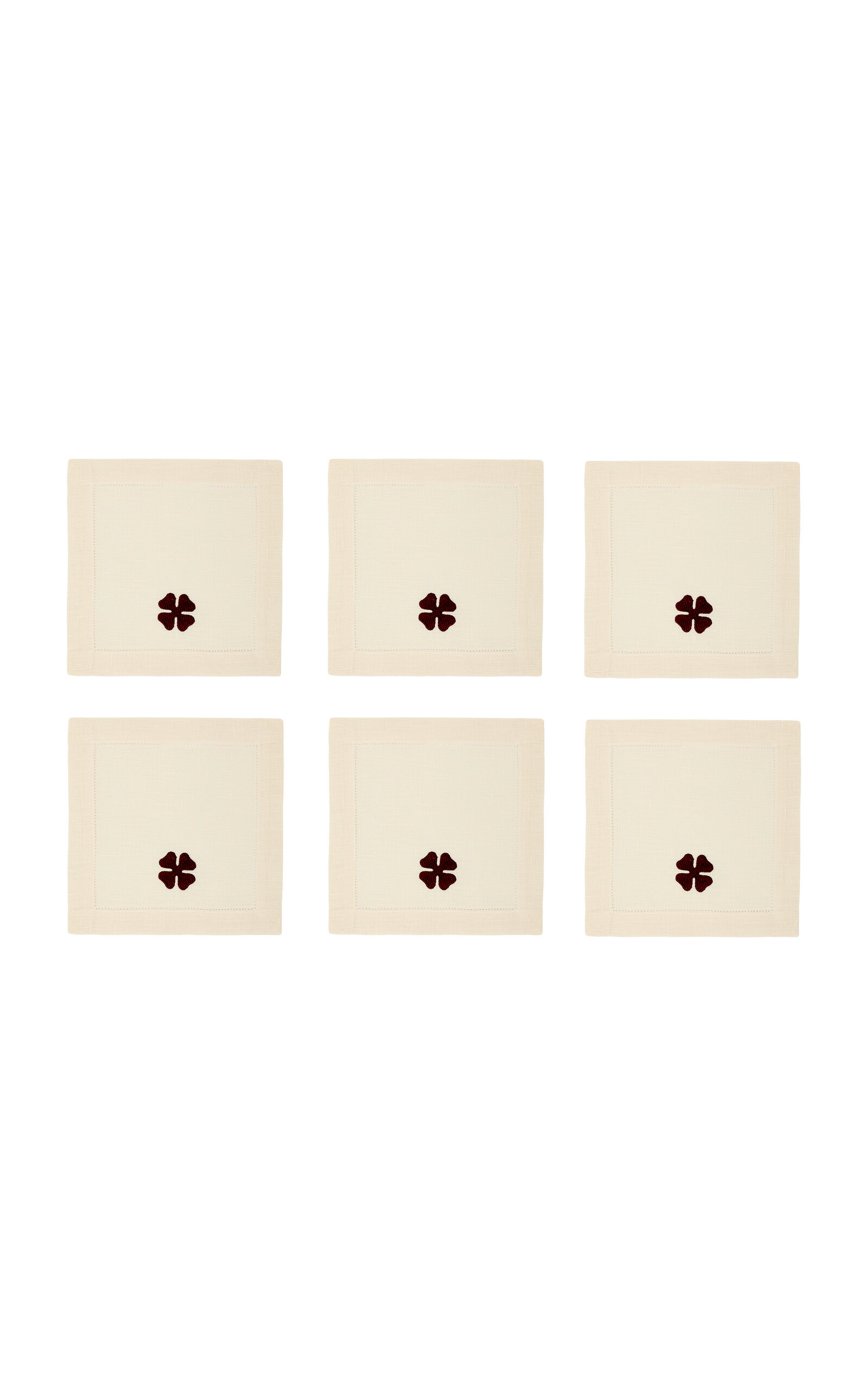 Attersee Clover Cocktail Napkin Set Of Six In White
