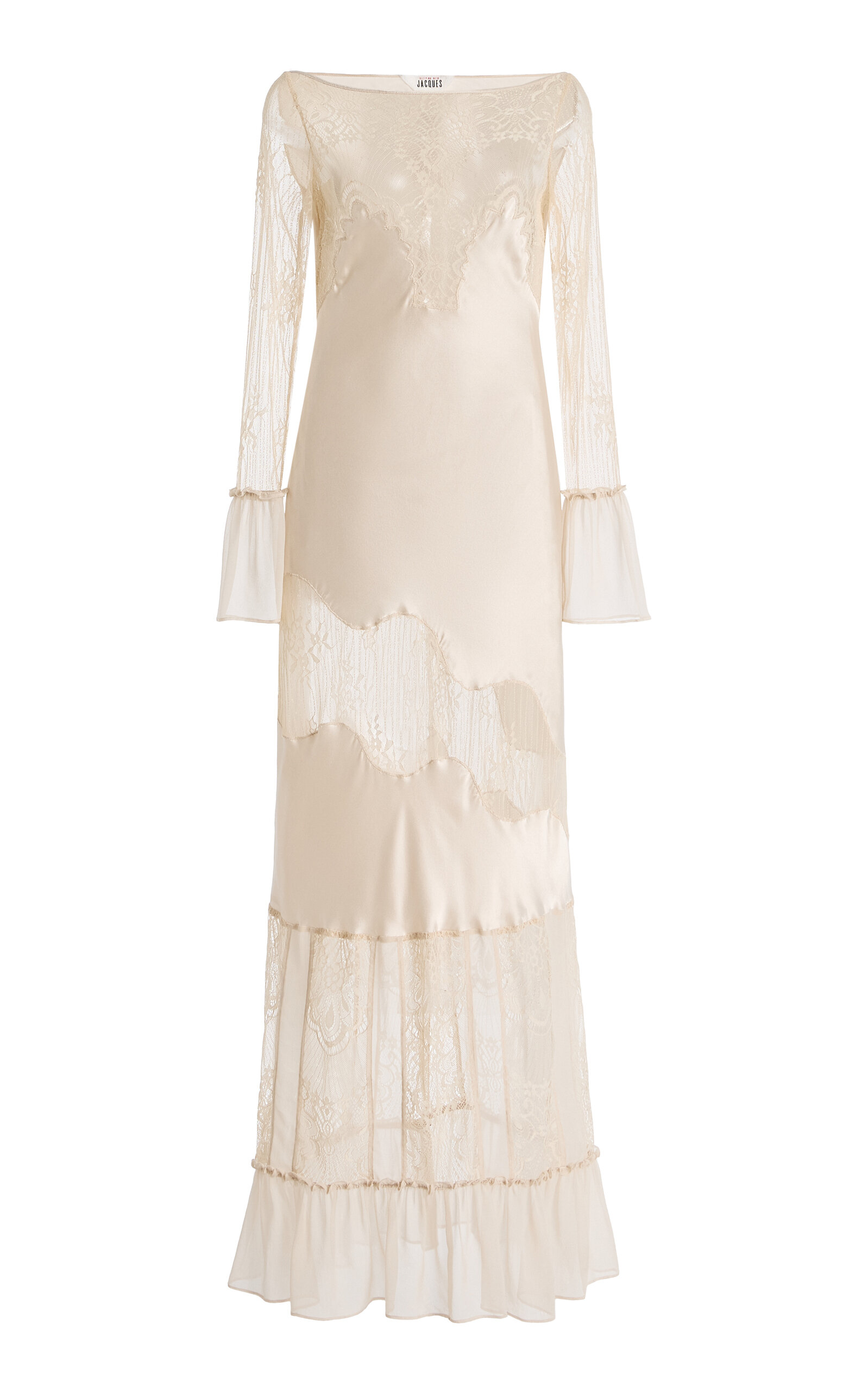 Sleeping with Jacques Erica Lace-Inset Silk Maxi Dress