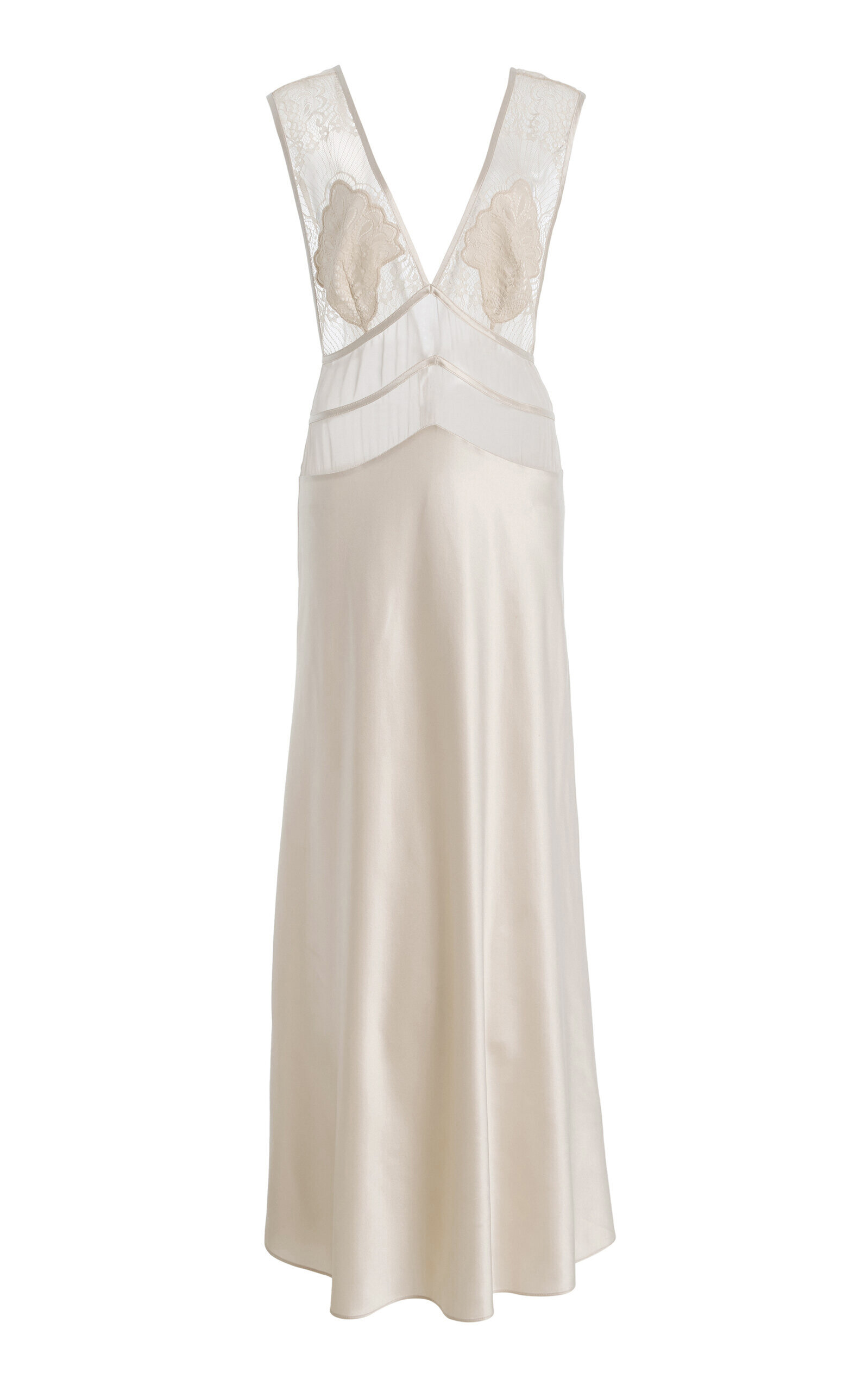Sleeping with Jacques Exclusive Pascal Lace-Inset Silk Maxi Dress - Moda Operandi