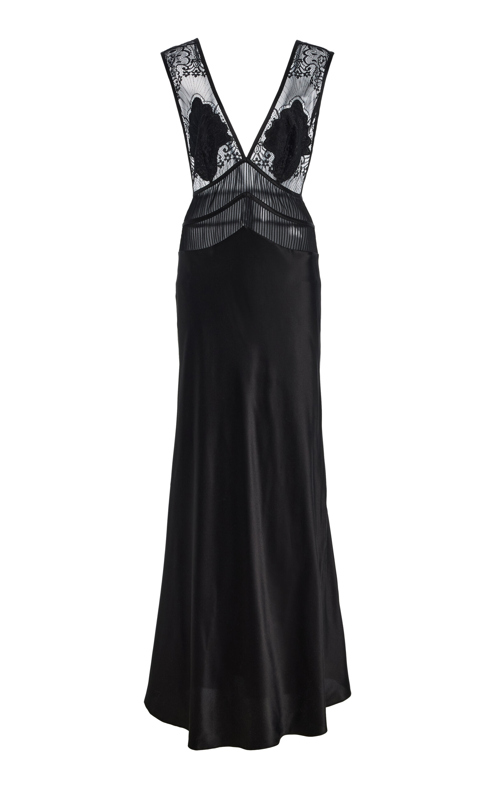 Sleeping with Jacques Exclusive Pascal Lace-Inset Silk Maxi Dress