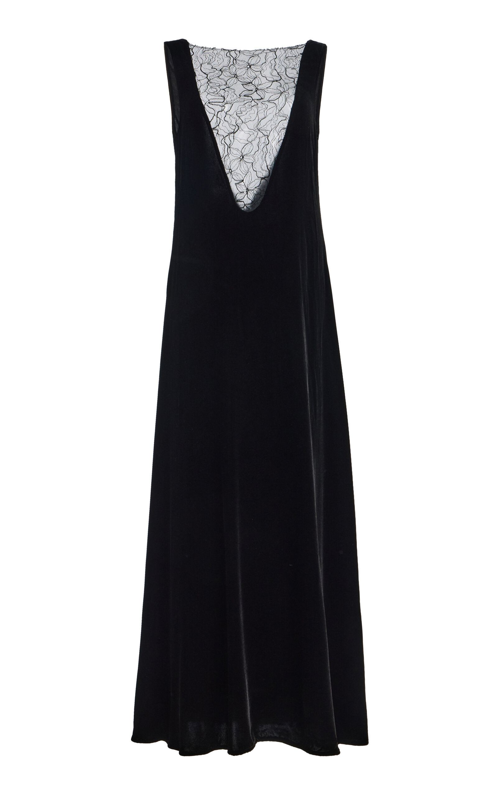 Sleeping with Jacques Exclusive Linda Lace-Inset Velvet Maxi Dress