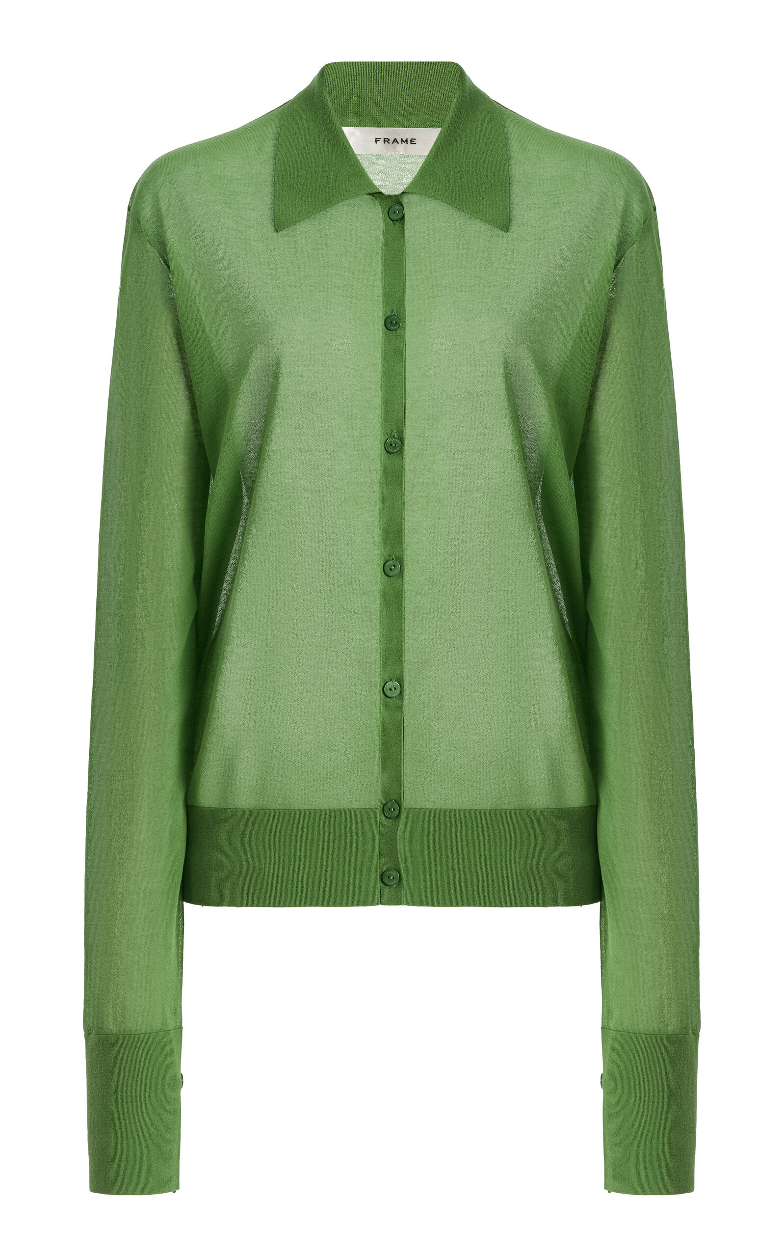 FRAME The Collared Cotton-Blend Cardigan