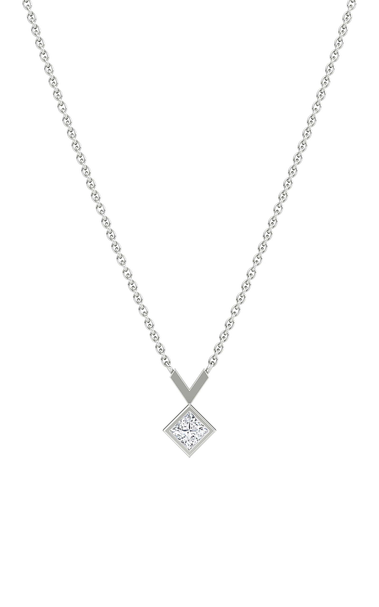 Vrai Arrow 14k White Gold Diamond Necklace In Silver