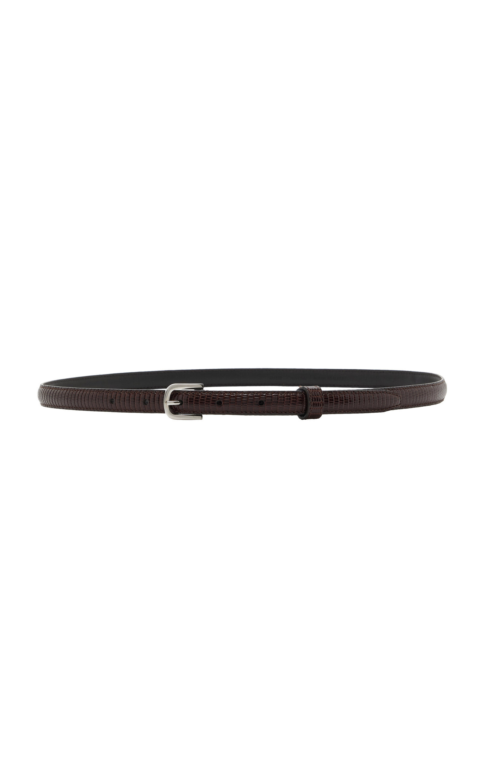 Totême Toteme Slim Lizard-embossed Leather Belt In Brown