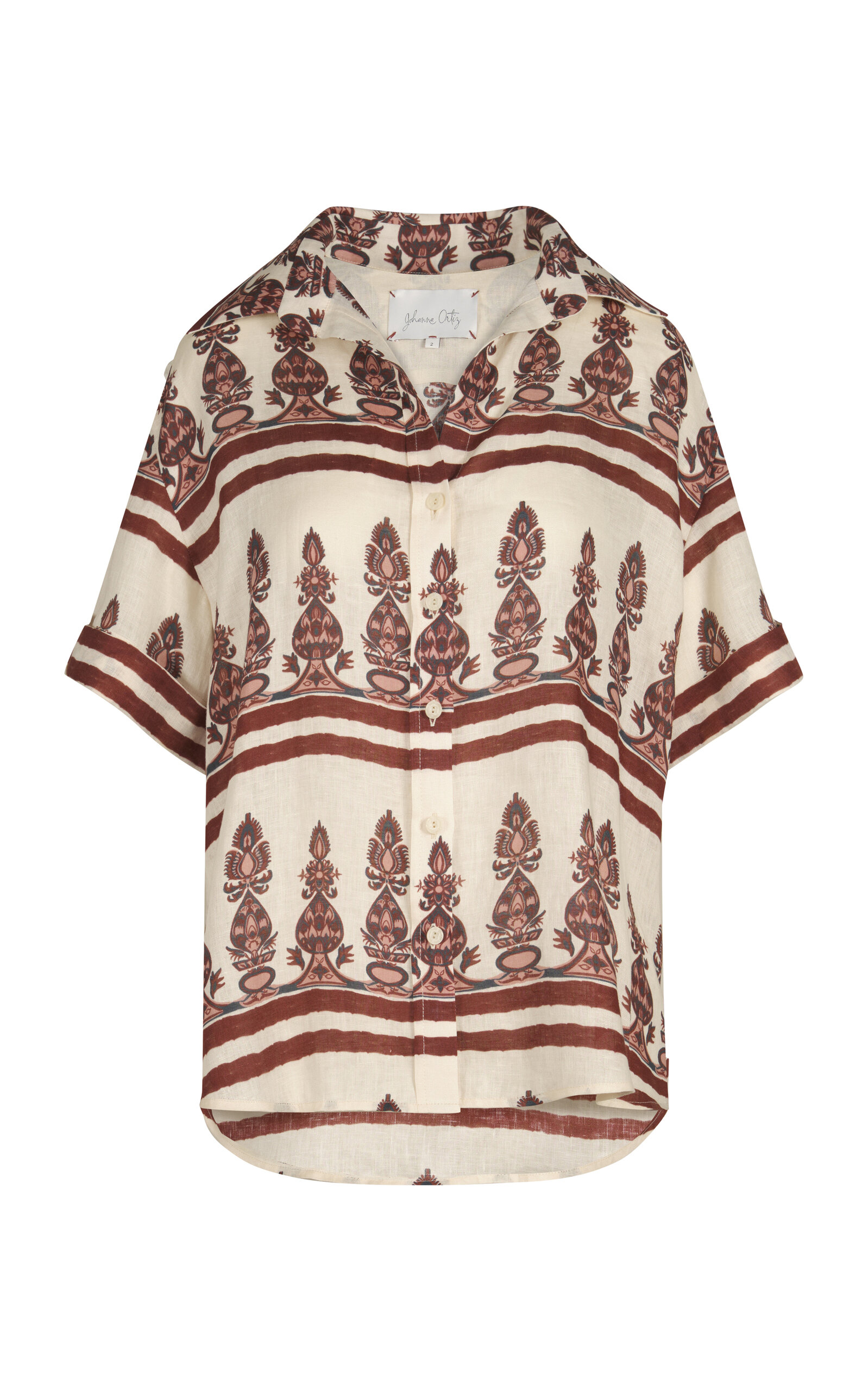 Johanna Ortiz La Creciente Printed Linen Shirt In White