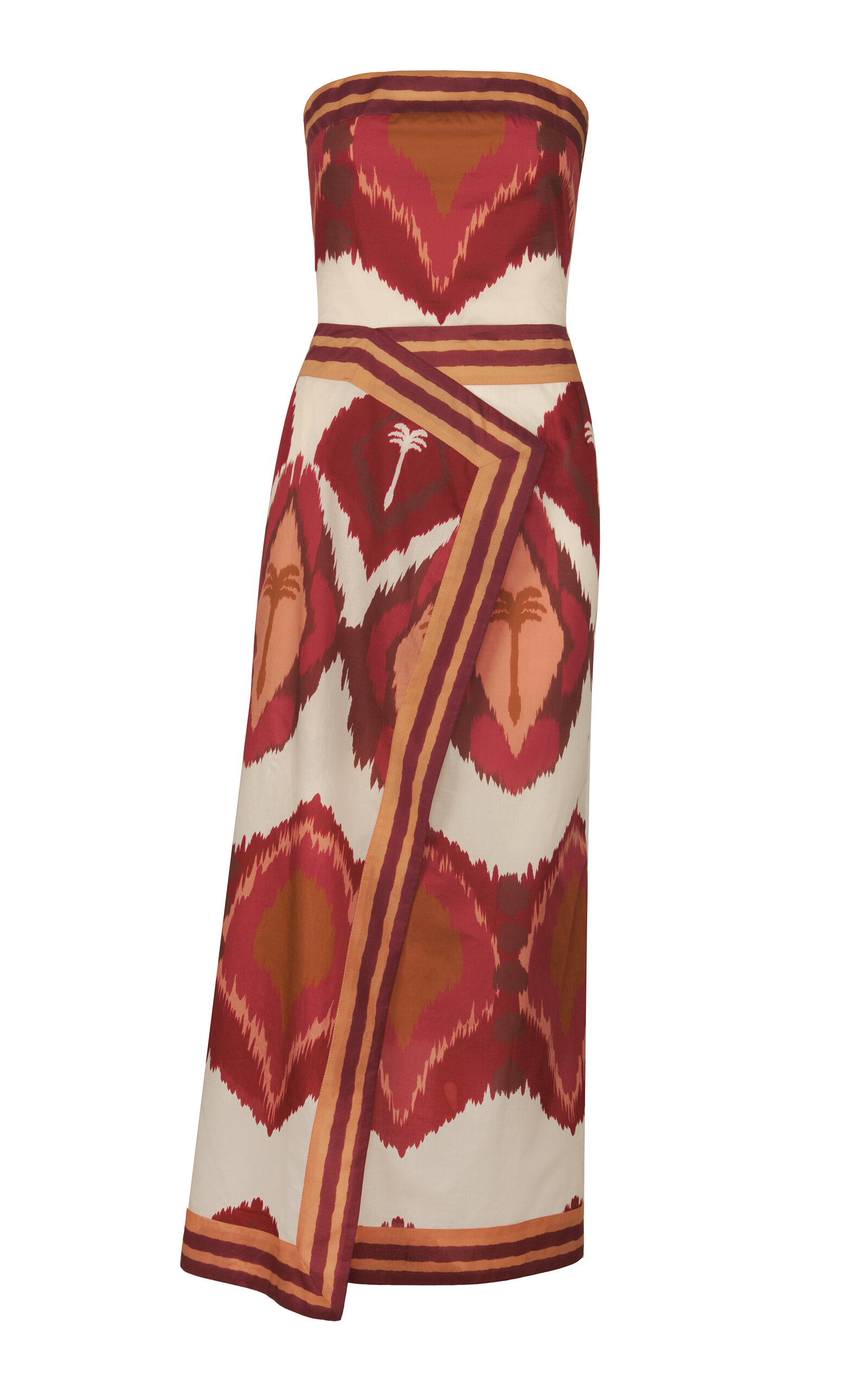 Johanna Ortiz Anciente Peru Strapless Cotton Midi Dress In White