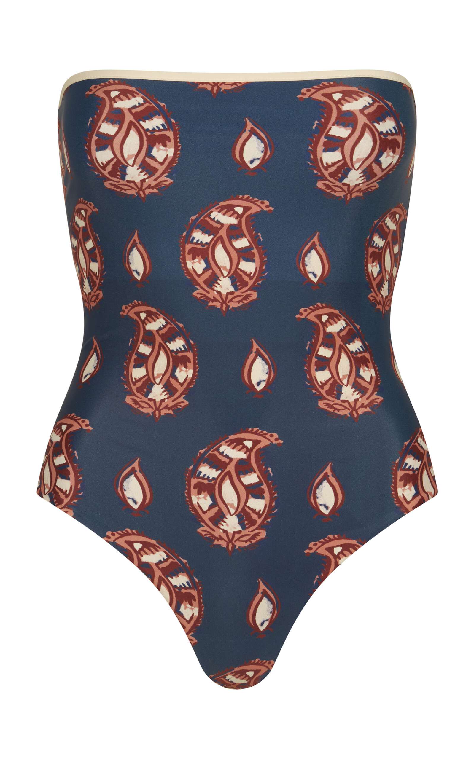 Johanna Ortiz Alta Mar Strapless One-piece Swimsuit In Blue