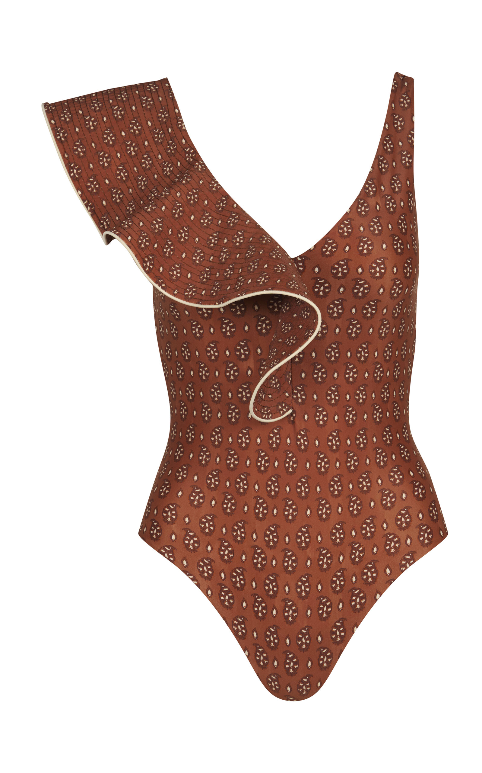 Johanna Ortiz Boleros Ruffled One-piece Swimsuit In Brown