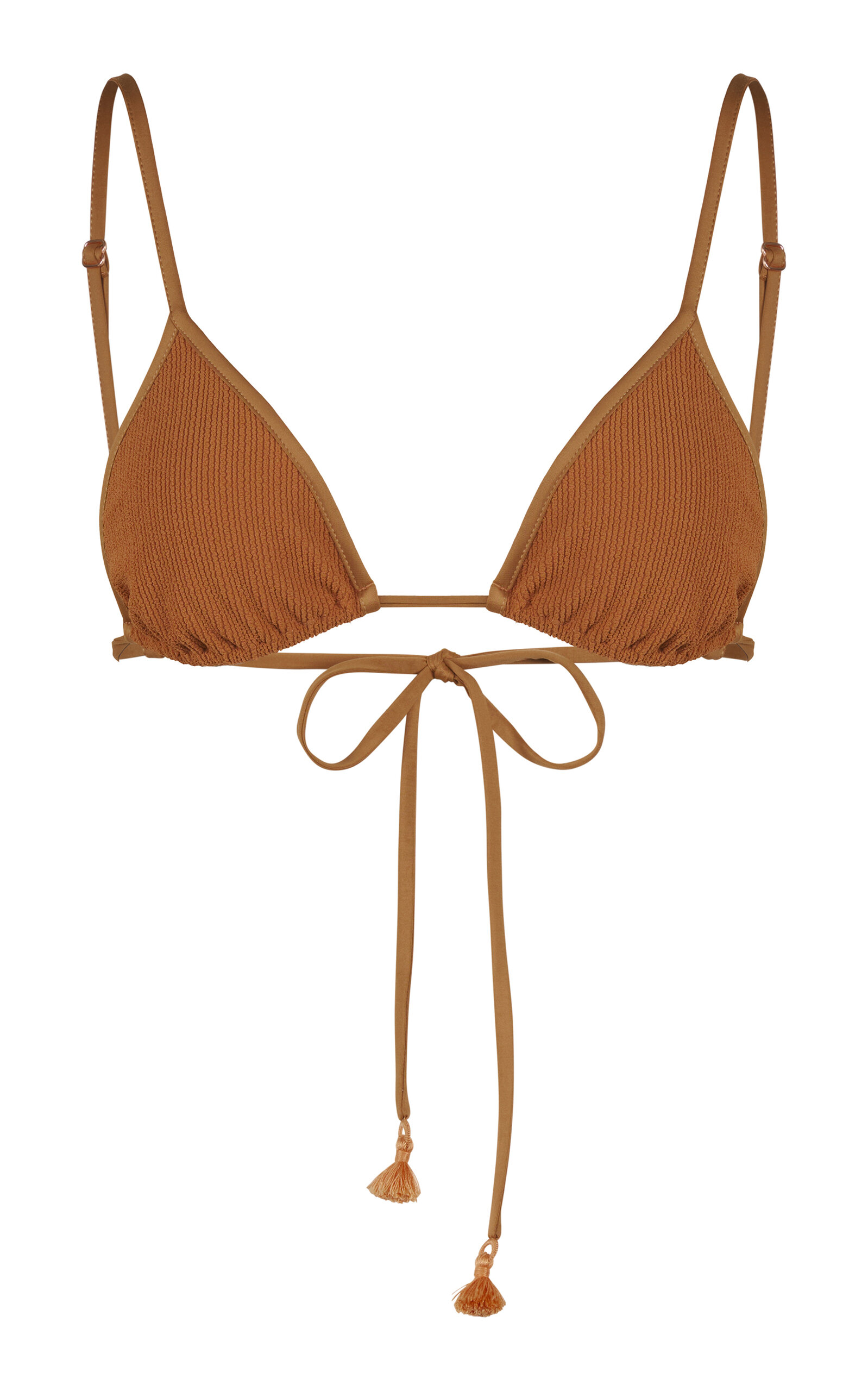 Johanna Ortiz Playa Del Rio V-neck Bikini Top In Brown
