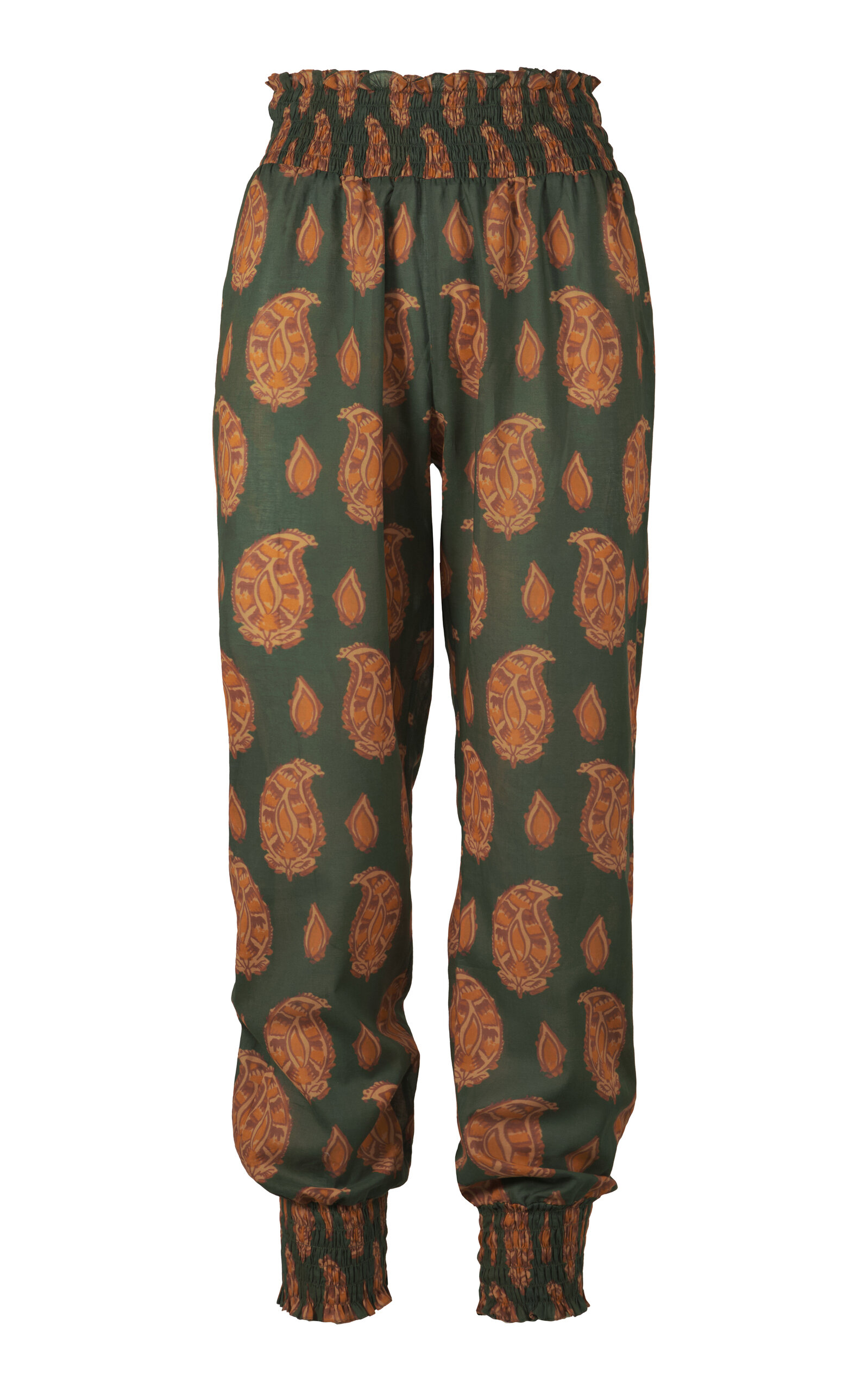 Johanna Ortiz Oasis Of The Rider Printed Cotton Tapered-leg Pants In Green