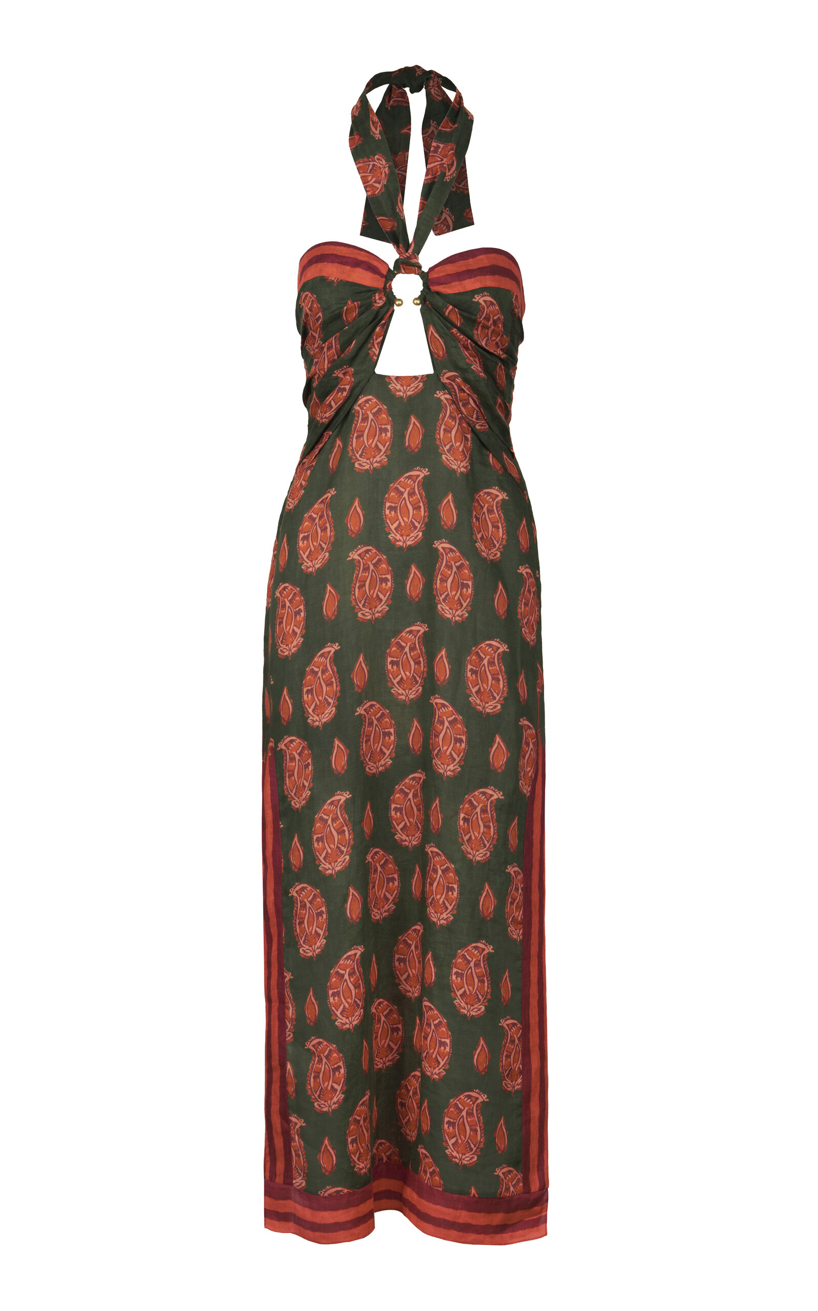 Johanna Ortiz Desert Heart Printed Linen Maxi Dress In Multi