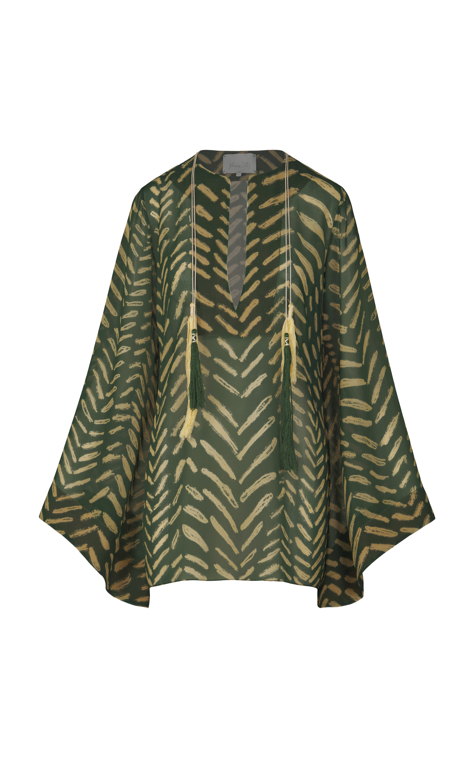 Johanna Ortiz Refugio De Sol Printed Tunic Mini Dress In Green
