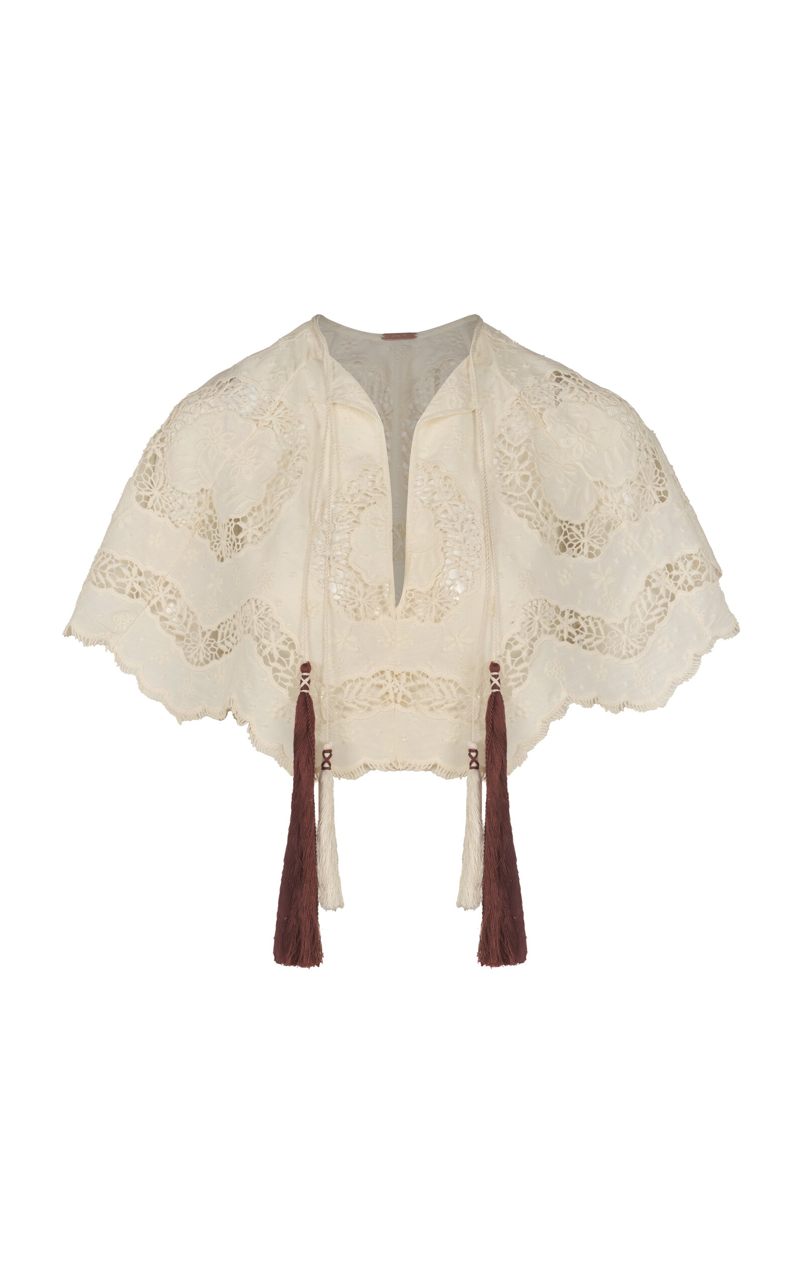 Johanna Ortiz Sun Tides Lace Cotton Crop Top In White