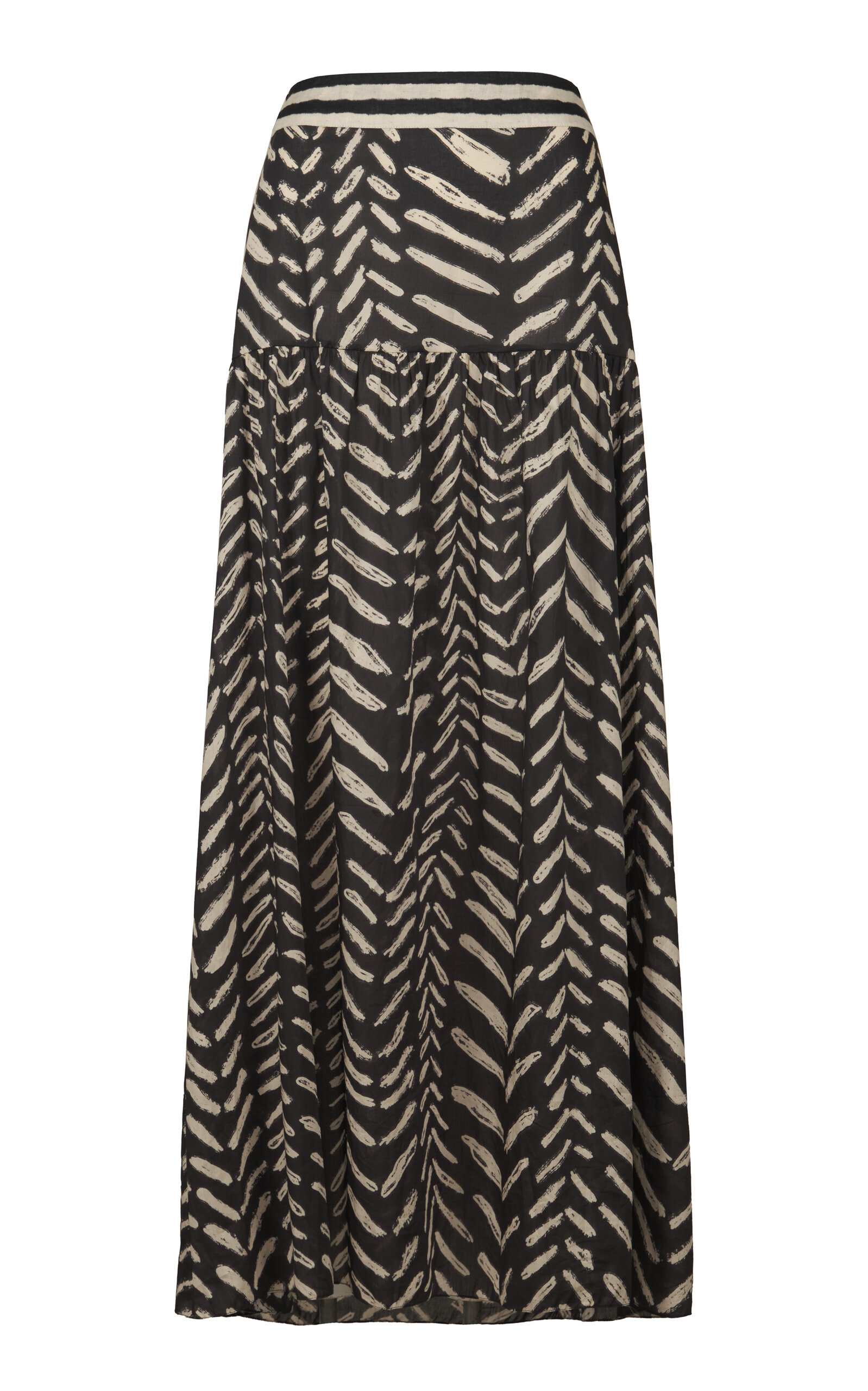 Johanna Ortiz Rituales Printed Cotton-linen Maxi Skirt In Black