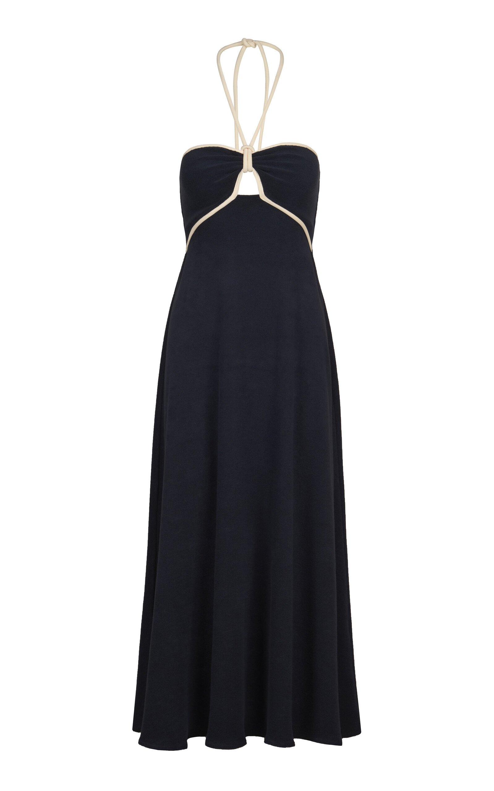 Johanna Ortiz Gleymoon Halter Cotton Midi Dress In Black