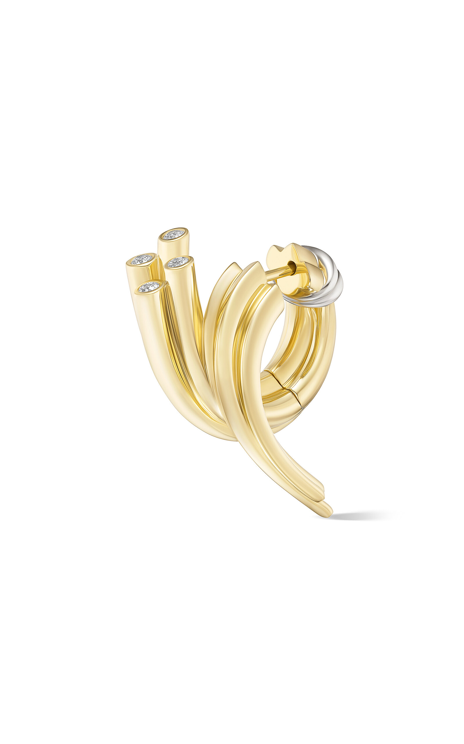 Tabayer 18k Yellow And White Gold Zorae Earrings; Medium Swirl Version With Diamonds In Gold