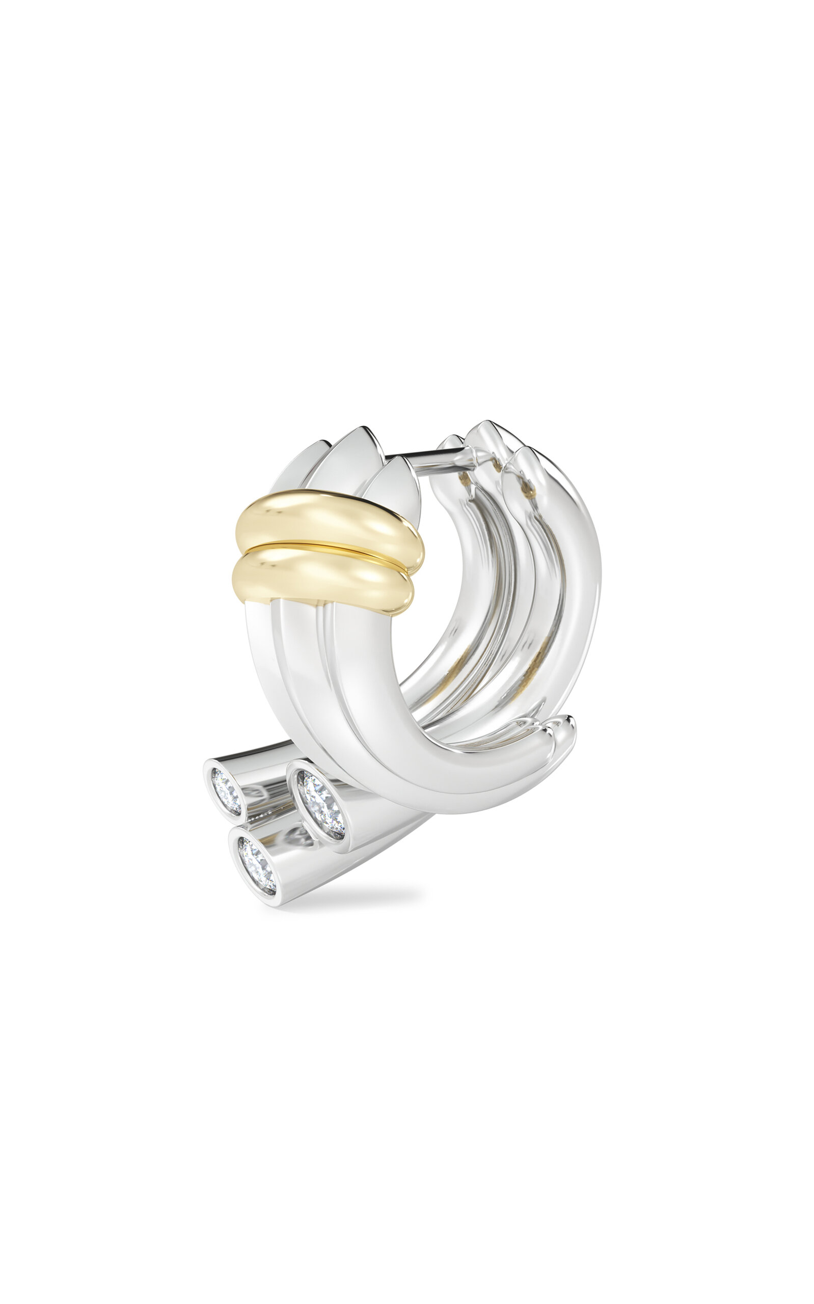 Tabayer 18k White And Yellow Gold Zorae Earrings; Small Swirl Version In Metallic