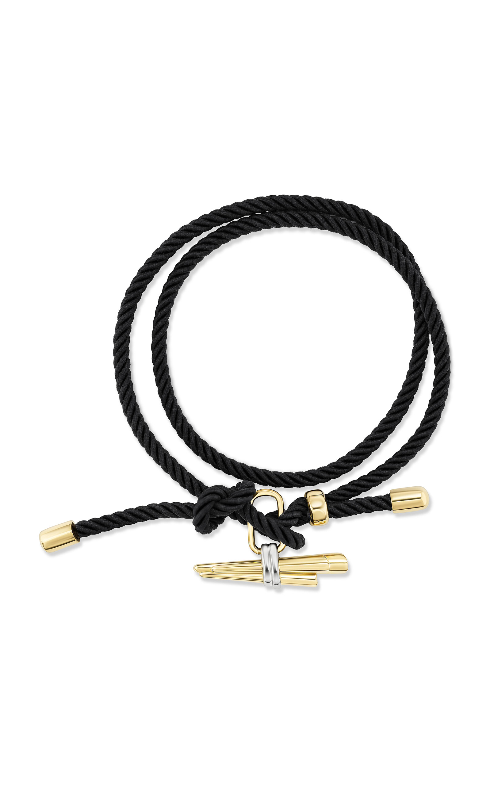 Tabayer 18k Yellow And White Gold Zorae Toggle Bracelet With Cord In Black
