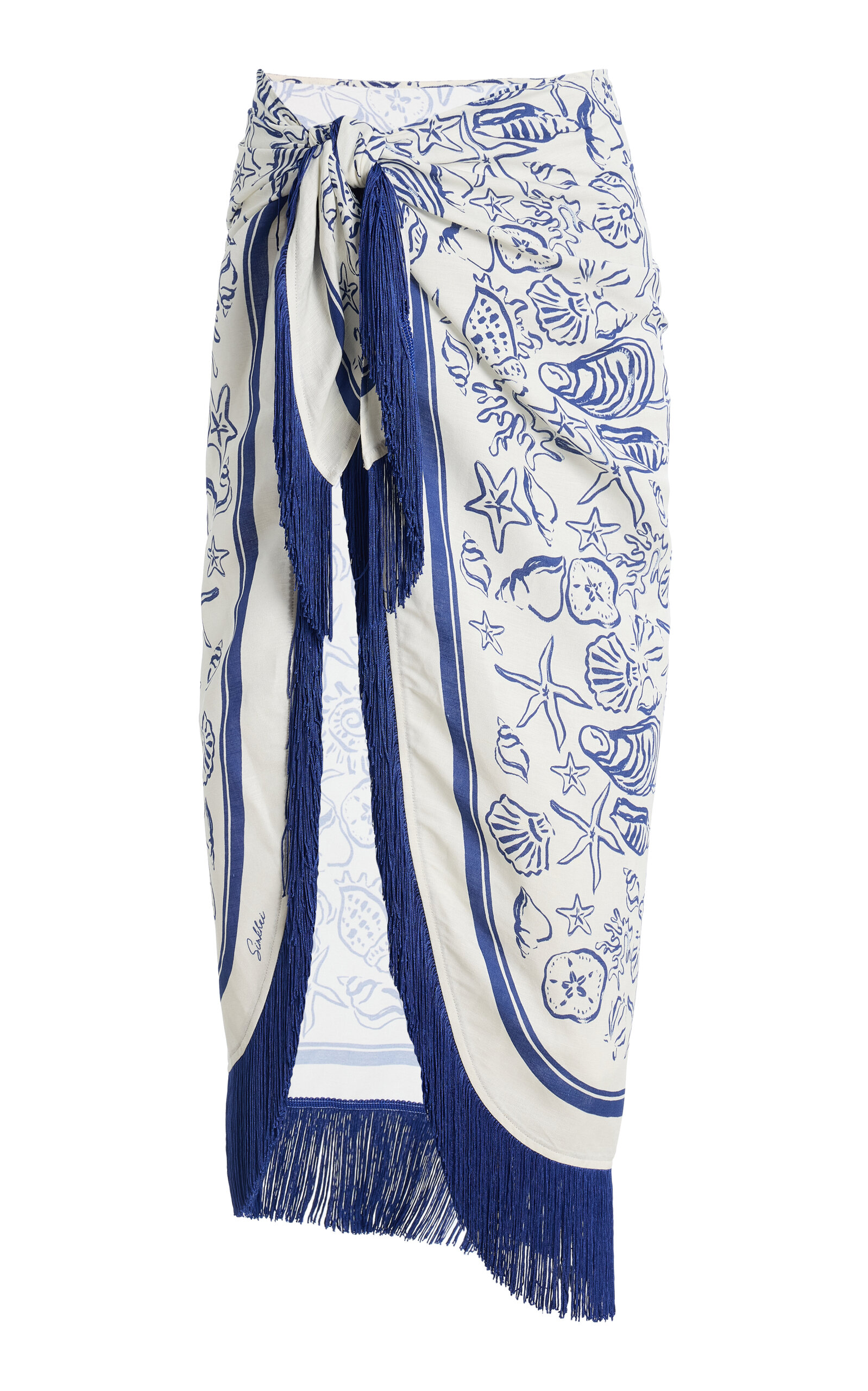 SIMKHAI Russo Fringed Pareo Linen-Blend Maxi Skirt
