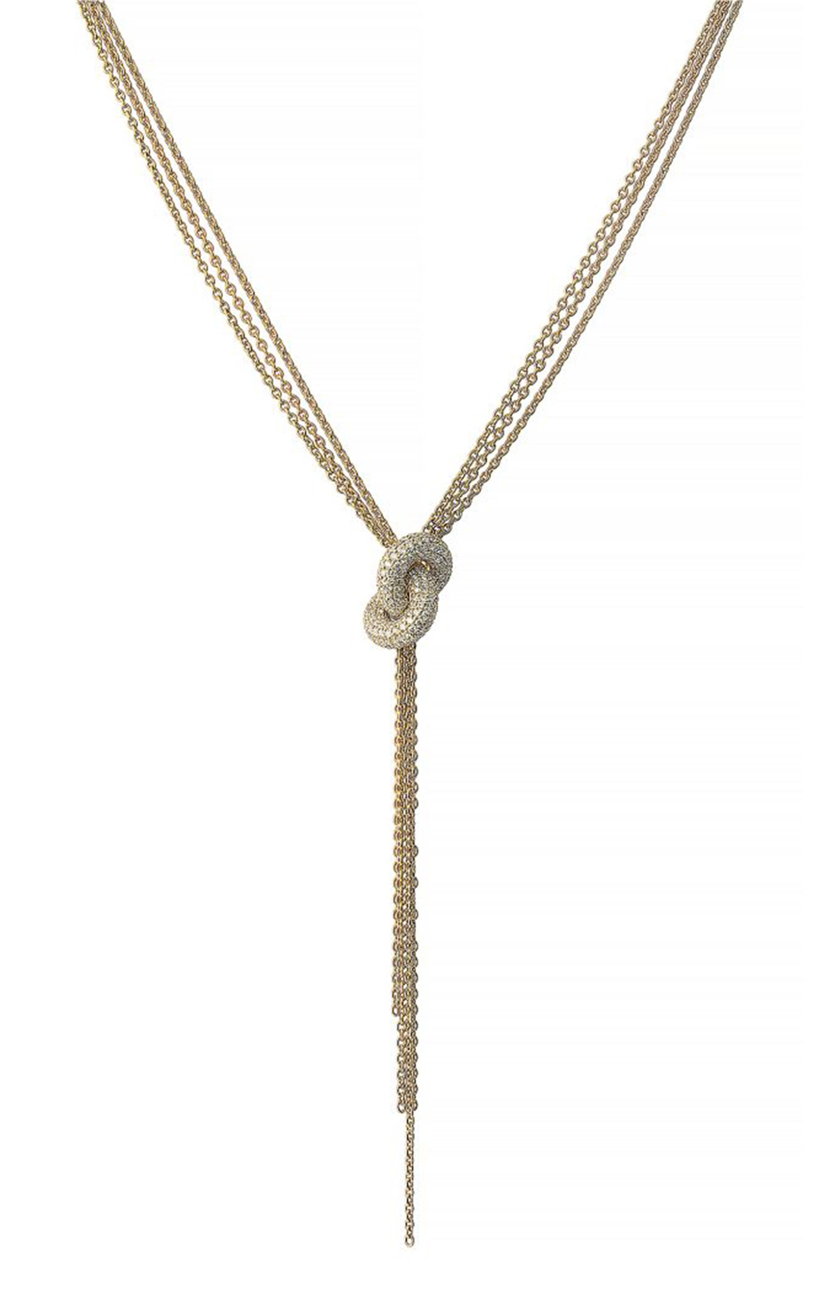 Engelbert 1920 18k Yellow Gold And Diamond Pave Legacy Knot Necklace In Gold
