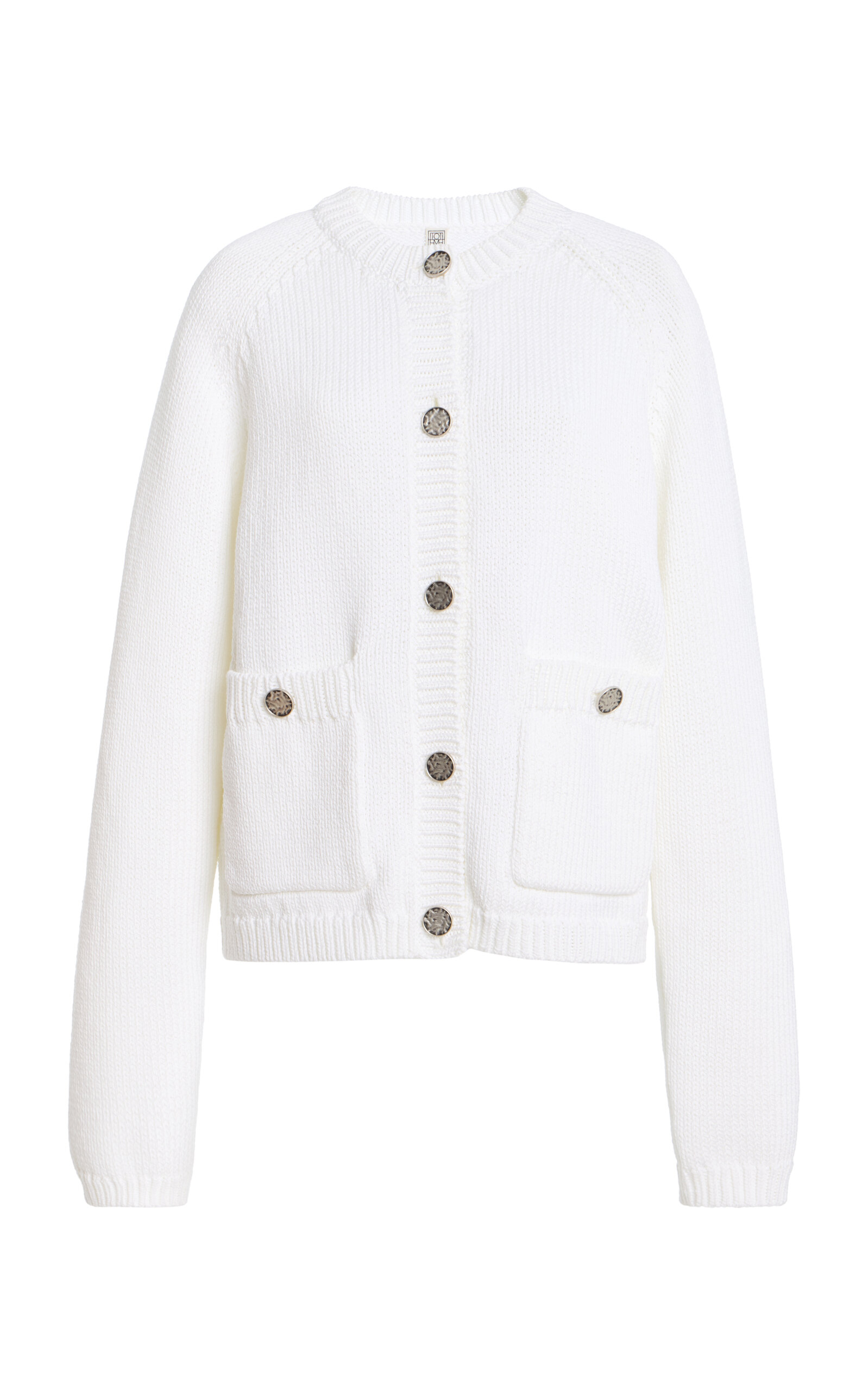 Totême Toteme Hammered-button Cotton Cardigan In White