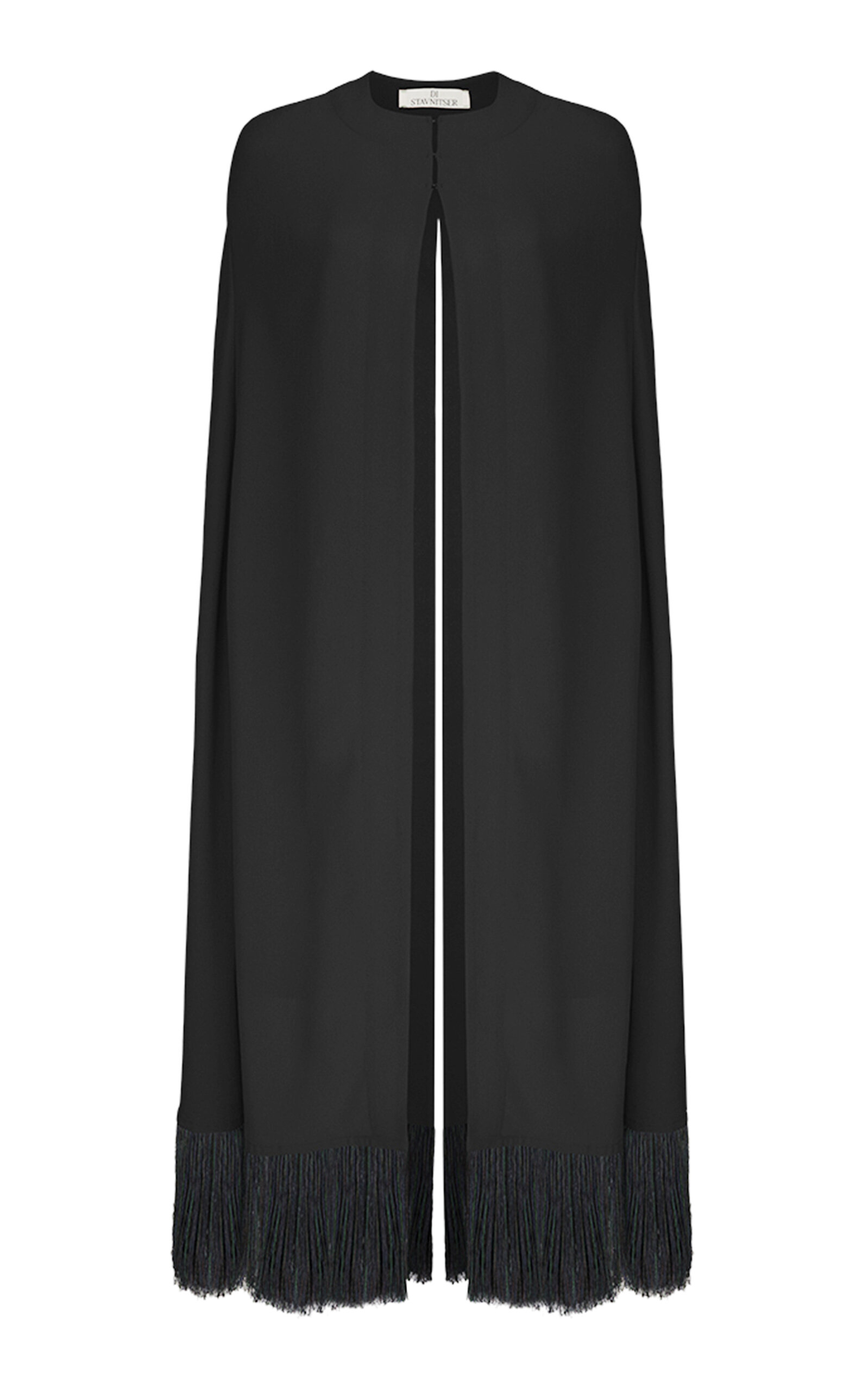 Di Stavnitser Deco Fringed Cape In Black