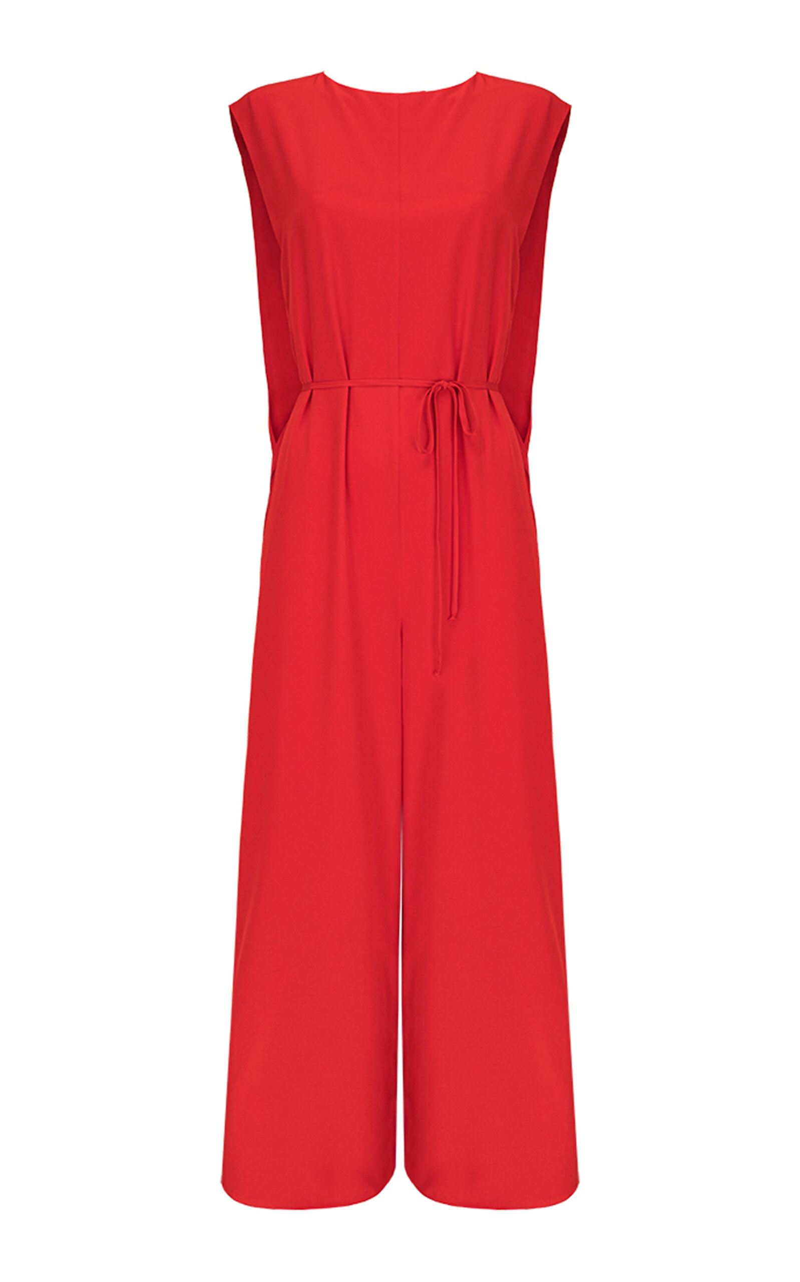 Di Stavnitser Daria Wide-leg Silk Jumpsuit In Red