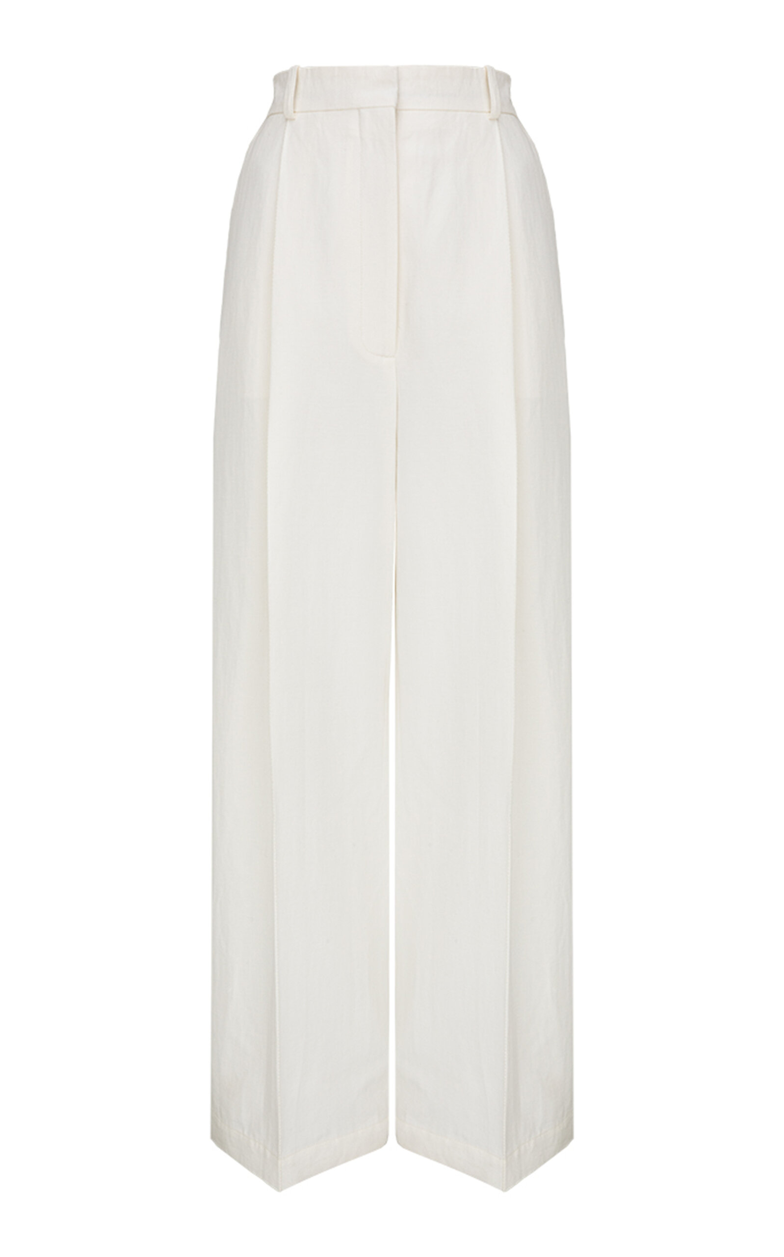 Di Stavnitser The Signature Mid-rise Cotton-linen Straight-leg Pants In White