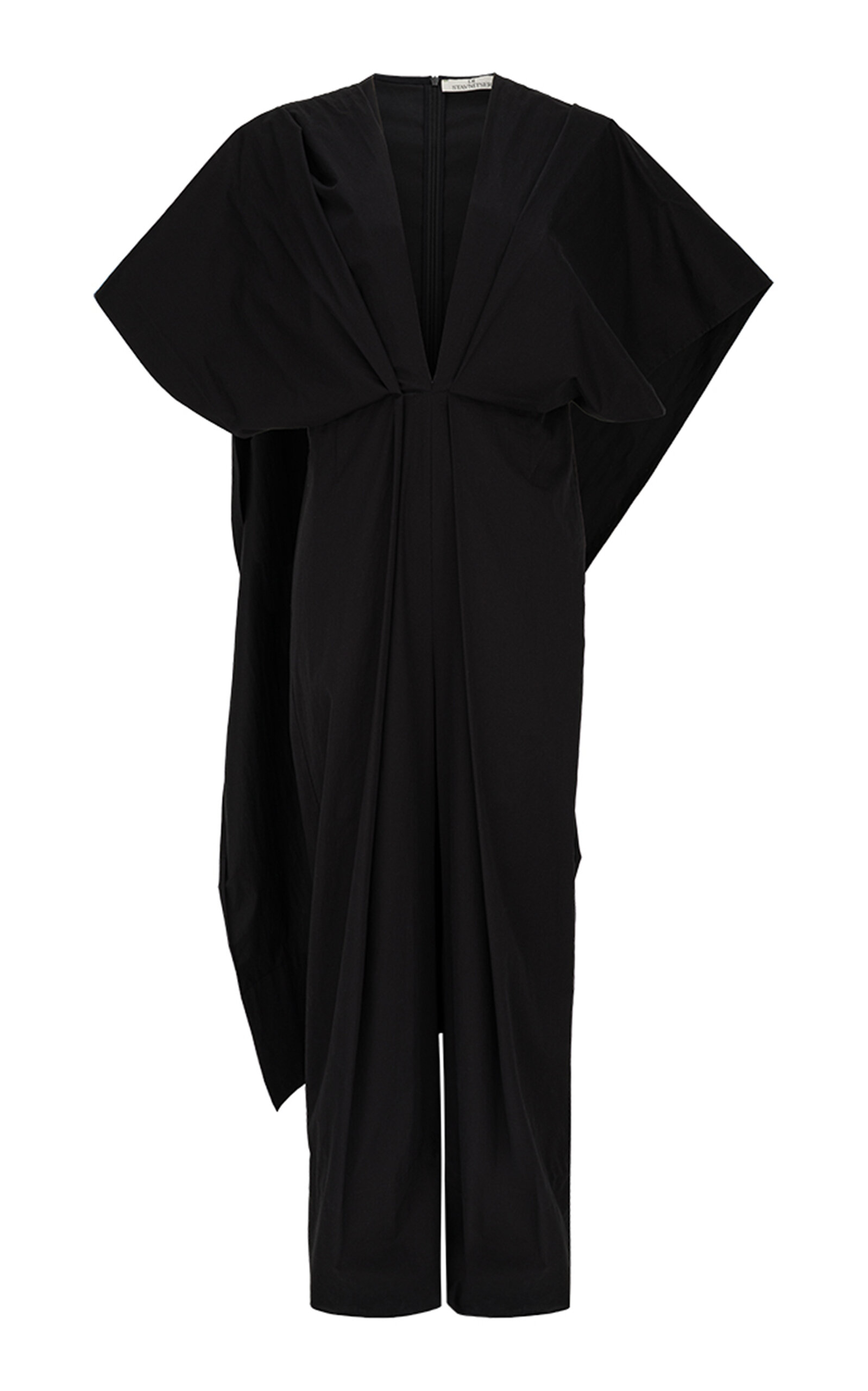 Di Stavnitser Riva Cape-sleeve Cotton-blend Jumpsuit In Black