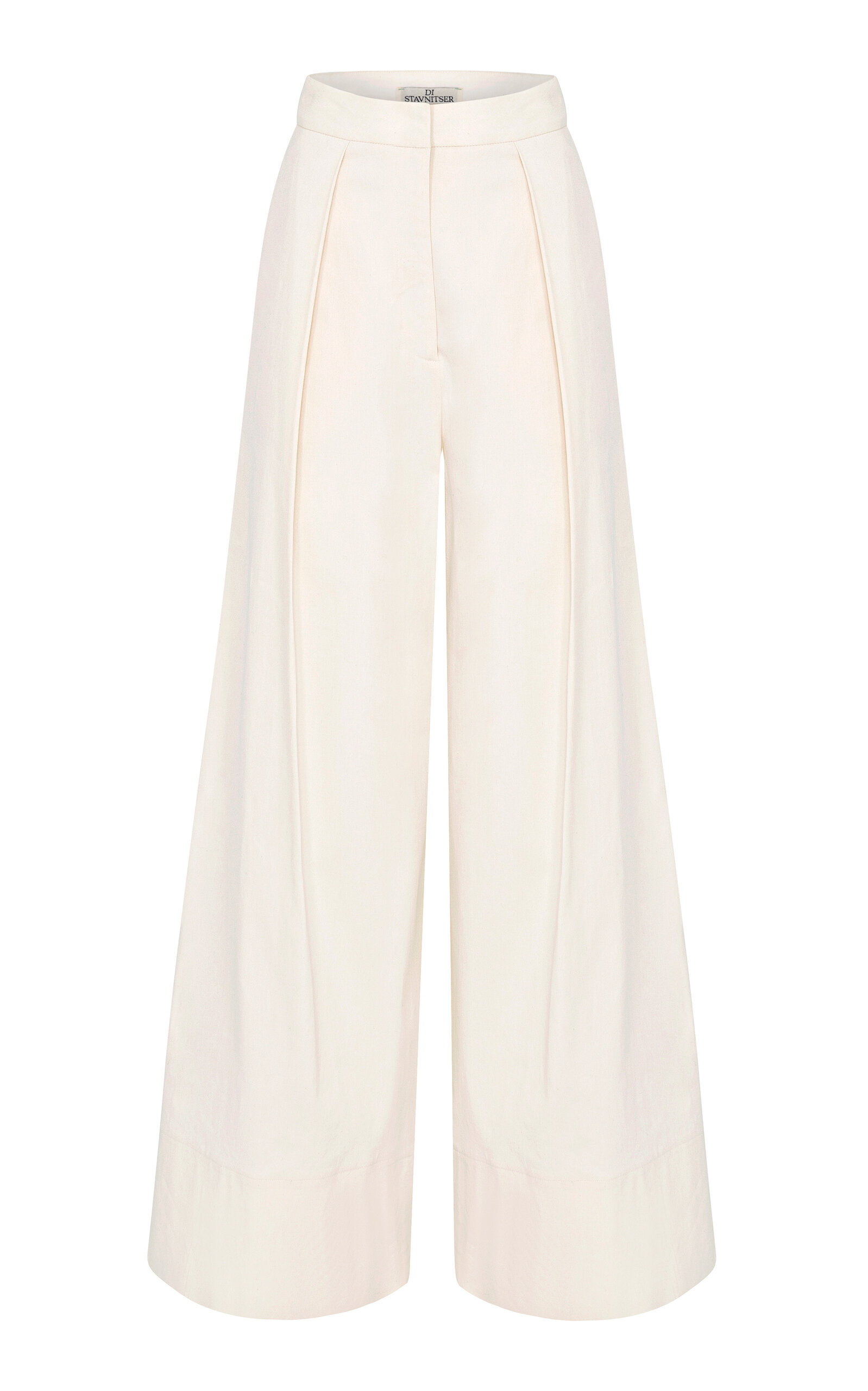 Di Stavnitser Barcelona Mid-rise Cotton Wide-leg Pants In White