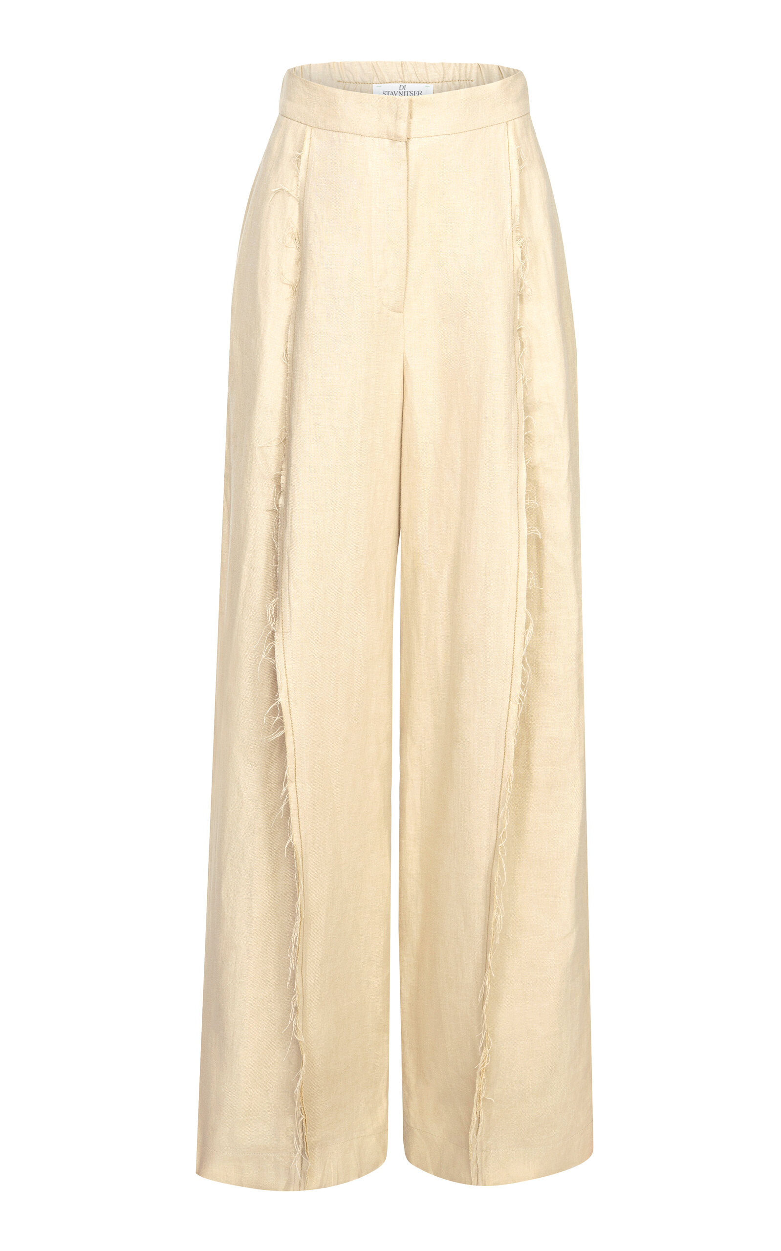 Di Stavnitser Tali Raw-edge Linen Straight-leg Pants In Neutral