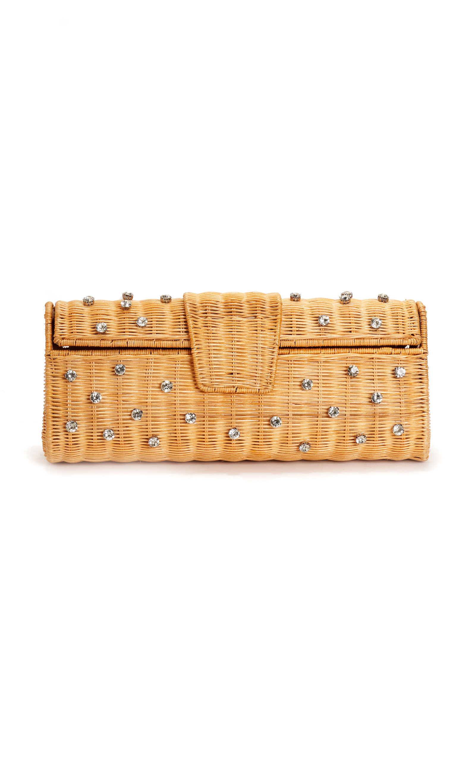 Emm Kuo Paloma Crystal-Embellished Wicker Clutch
