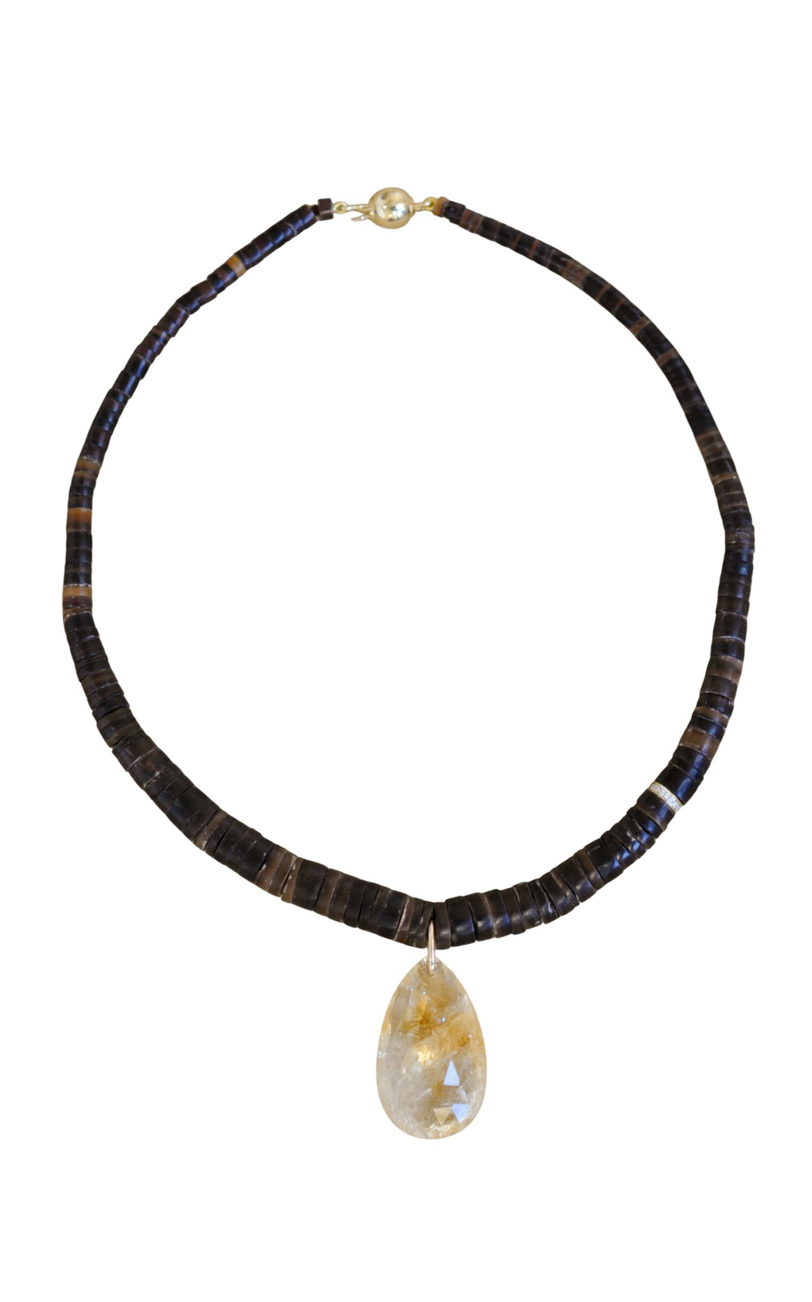 Laoli 14k And 18k Yellow Gold The Drop Collar Citrine With Diamond In Gold