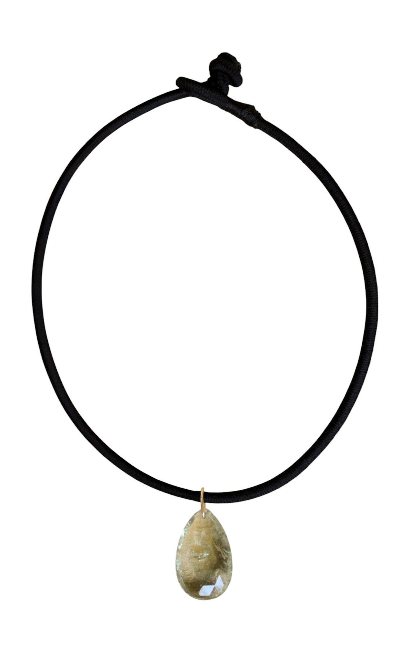 Laoli 14k Yellow Gold The Drop Cord Green Amethyst In Gold