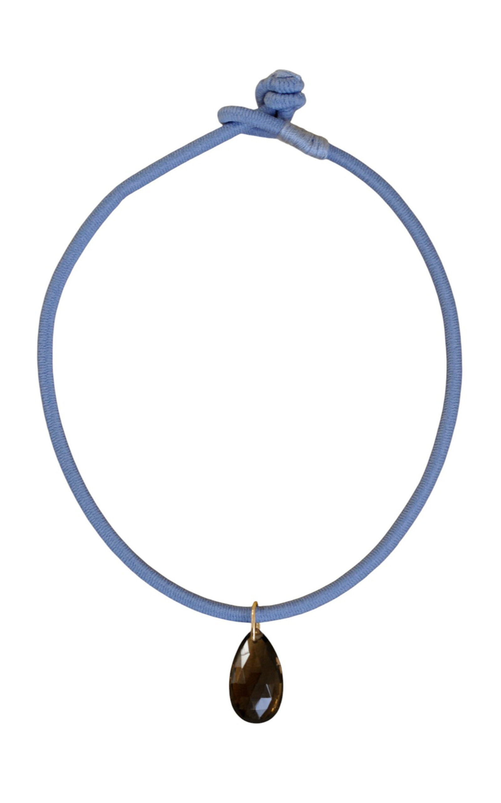 Laoli 14k Yellow Gold The Drop Cord Petite Smoky Quartz In Blue