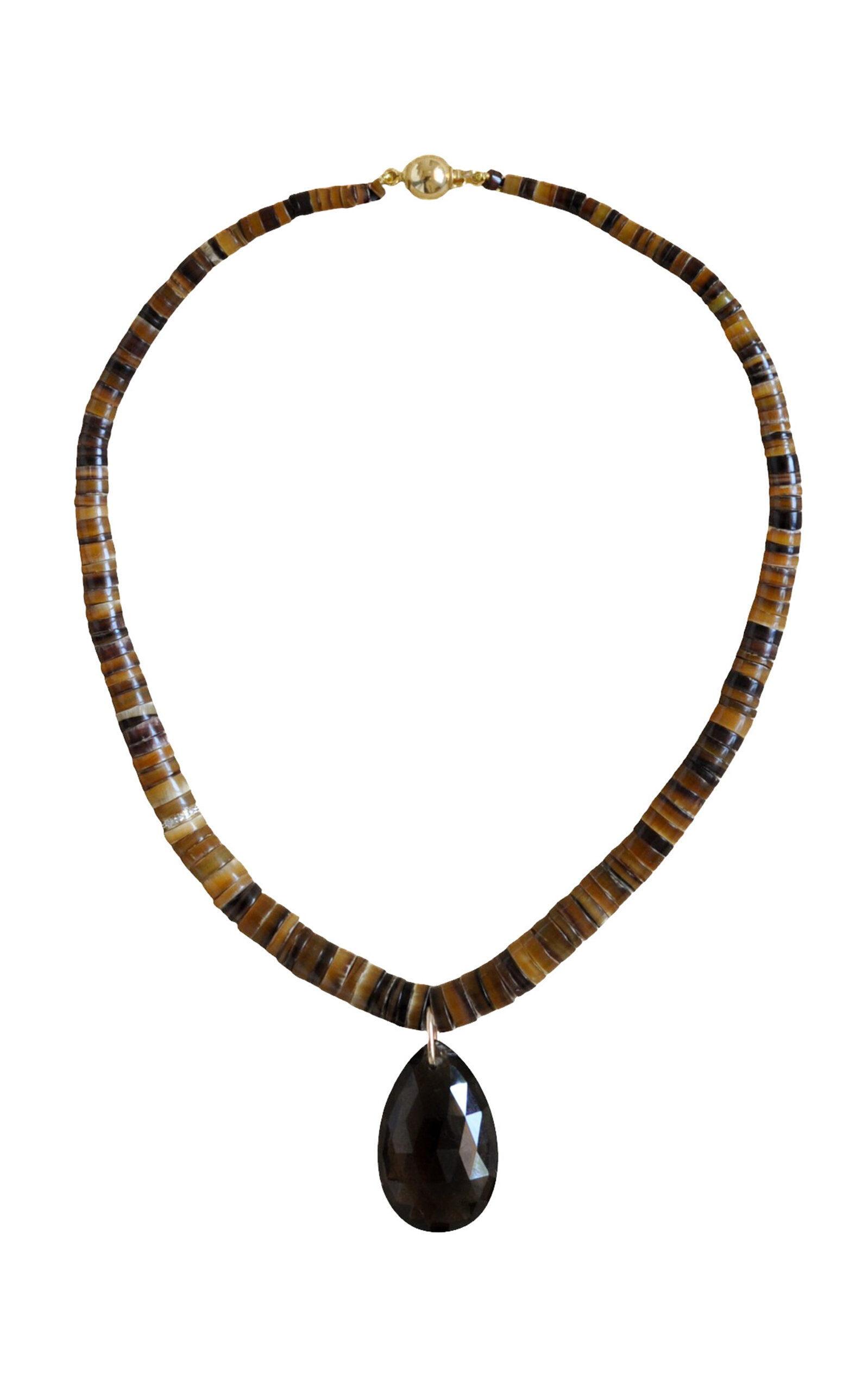 Laoli 14k And 18k Yellow Gold The Multi Drop Collar Smoky Quartz With Diamonds In Black