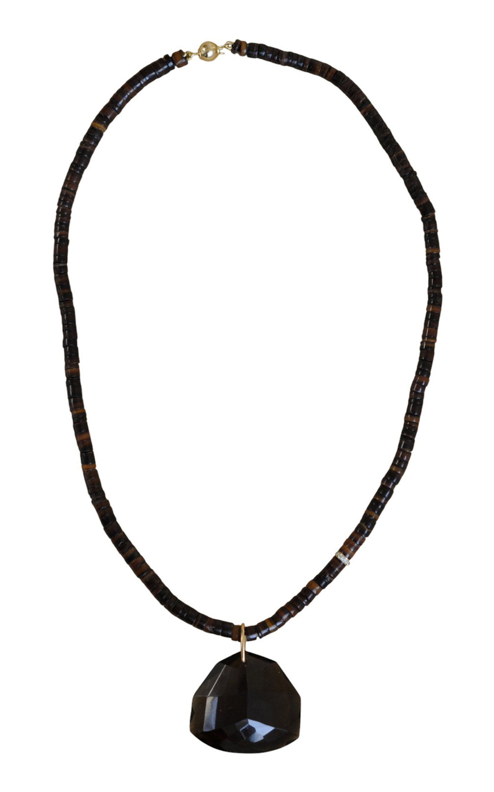 Laoli 14k And 18k Yellow Gold The Faceted Pendant Necklace Smoky Quartz In Black