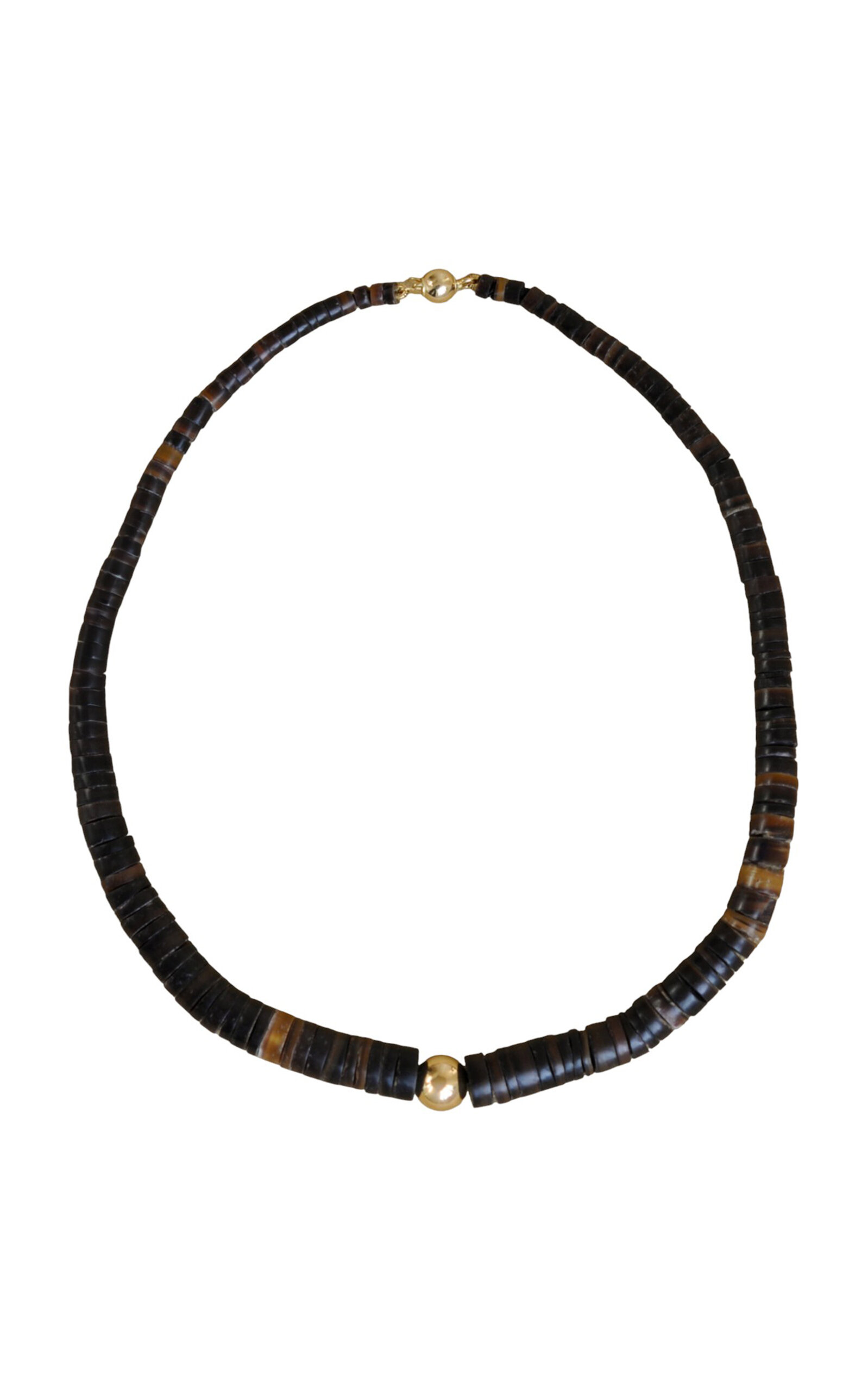 Laoli 14k And 18k Yellow Gold Elegant Puka Bead Collar In Black