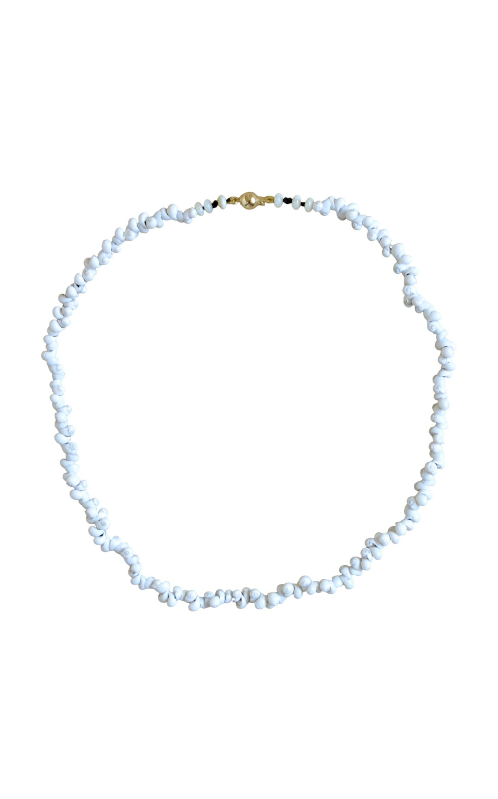 Laoli 18k Yellow Gold Tiny Shell White Necklace In Blue