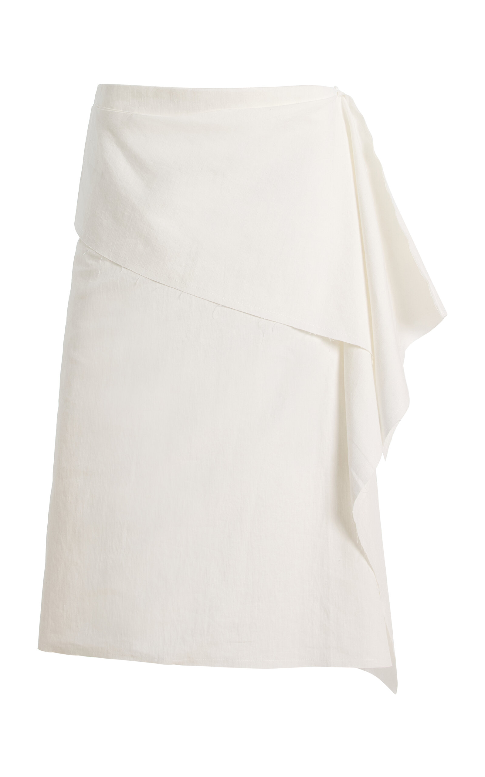 Niccolò Pasqualetti Sutura Draped Linen-cotton Midi Skirt In White