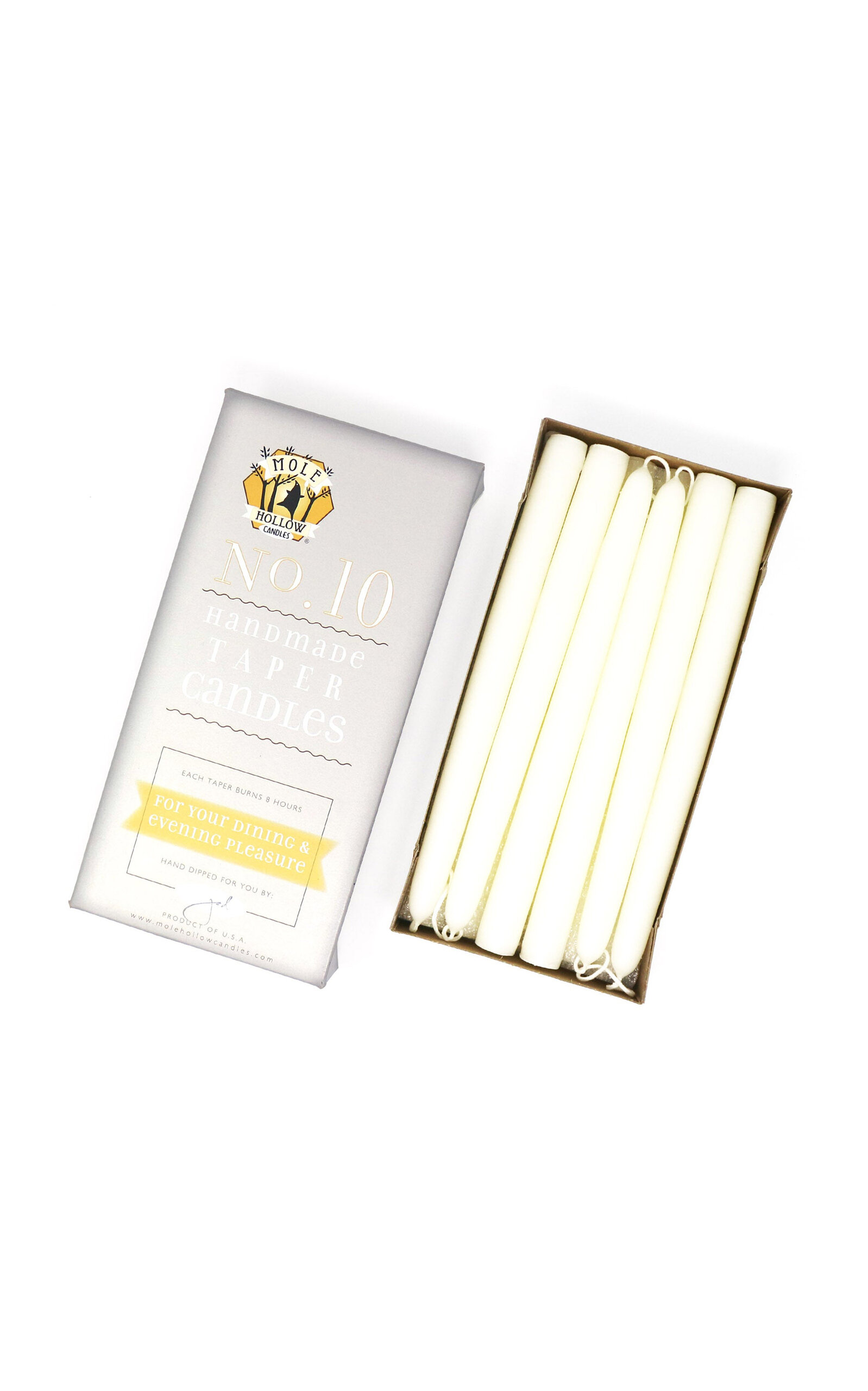 Mole Hollow Candles - Exclusive 10" Hand Dipped Taper Candles - Off-White - Moda Operandi