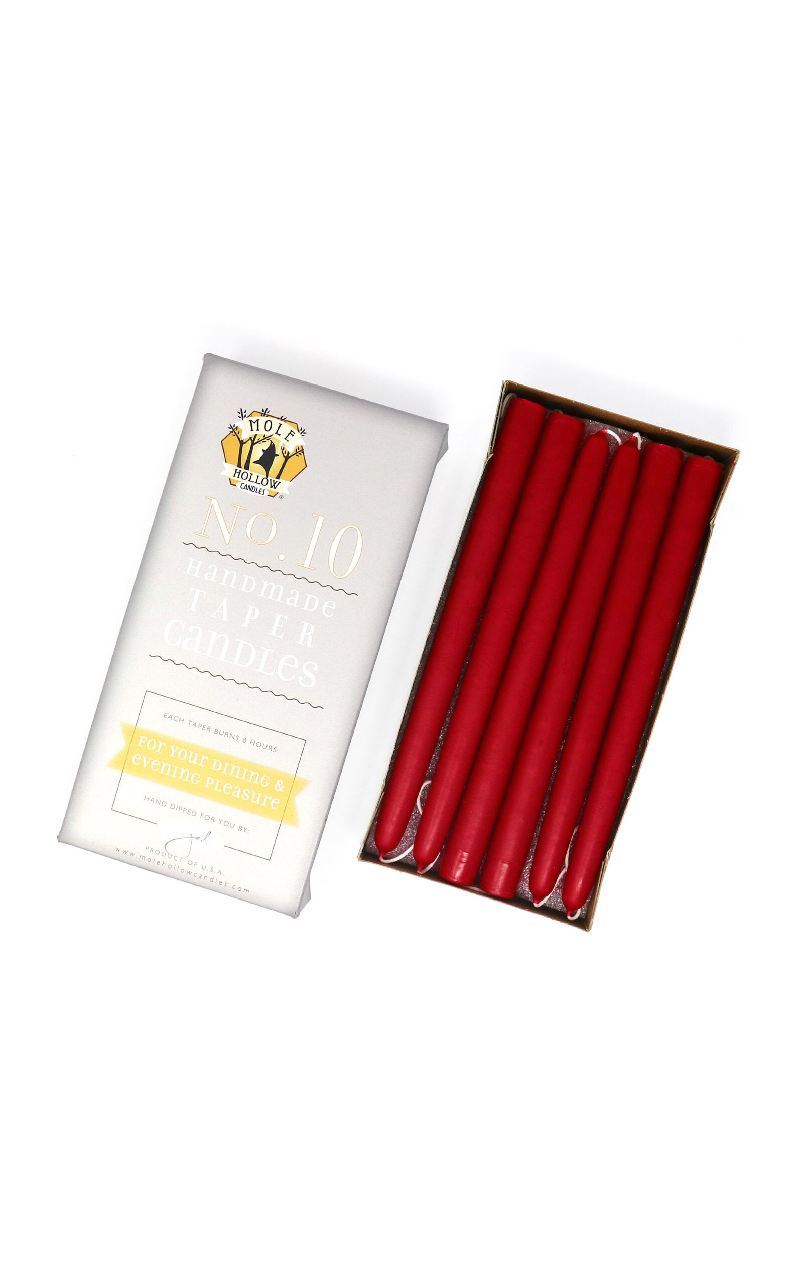 Mole Hollow Candles Exclusive Hand Dipped Taper Candles - Green