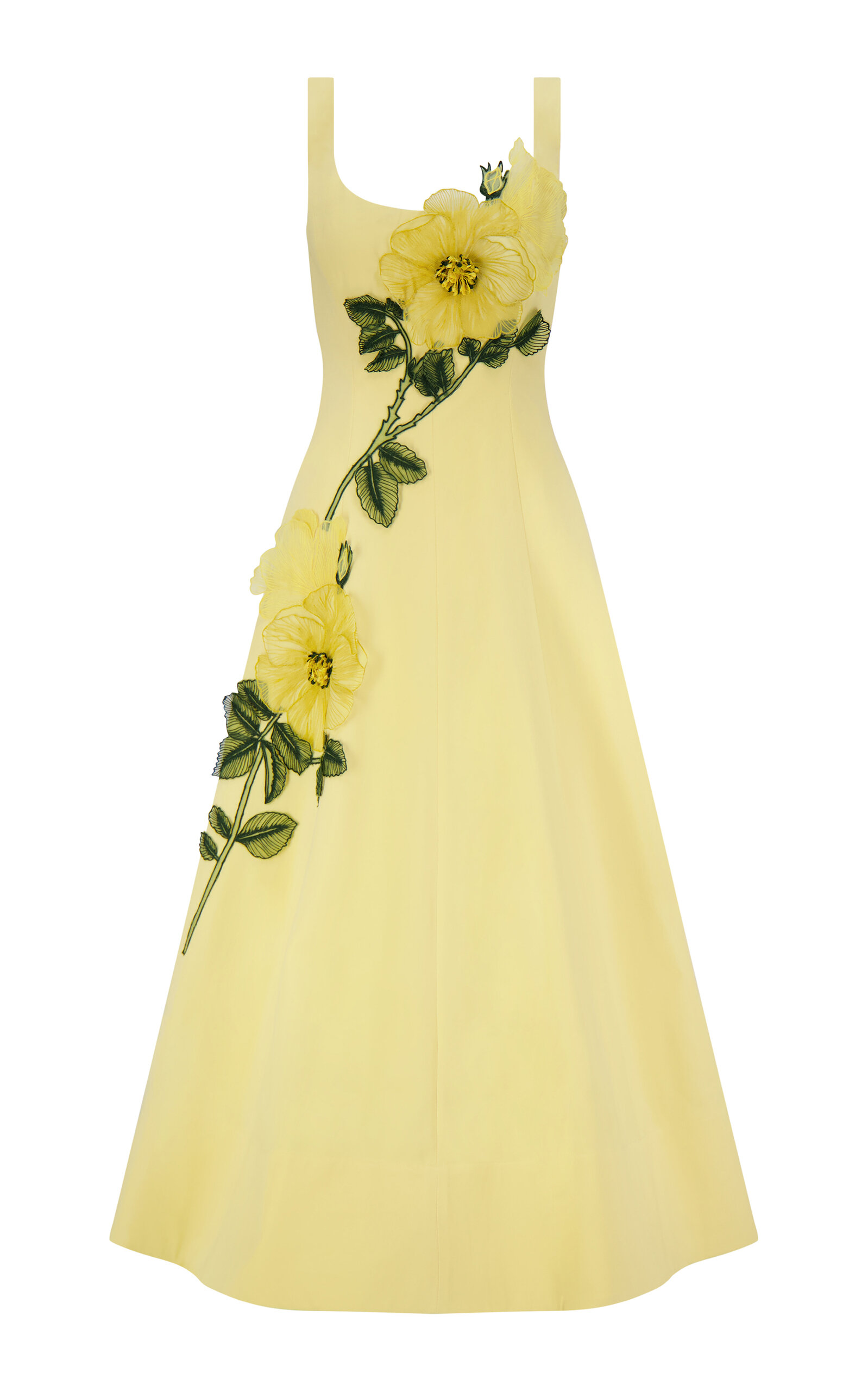 Lela Rose Peony Embroidered Stretch Cotton Full Dress - Moda Operandi