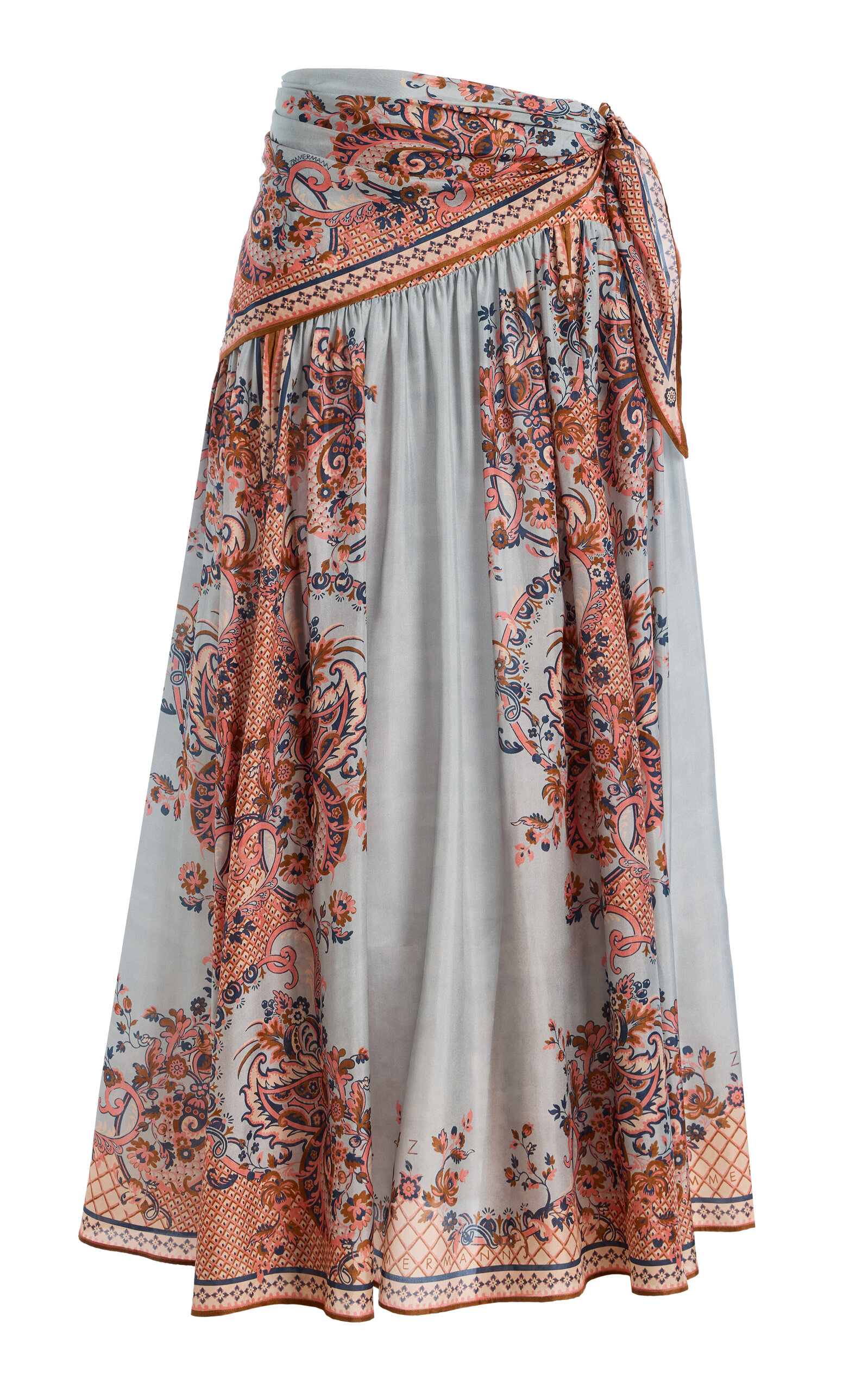 Zimmermann Aster Scarf-detailed Silk Maxi Skirt In Multi
