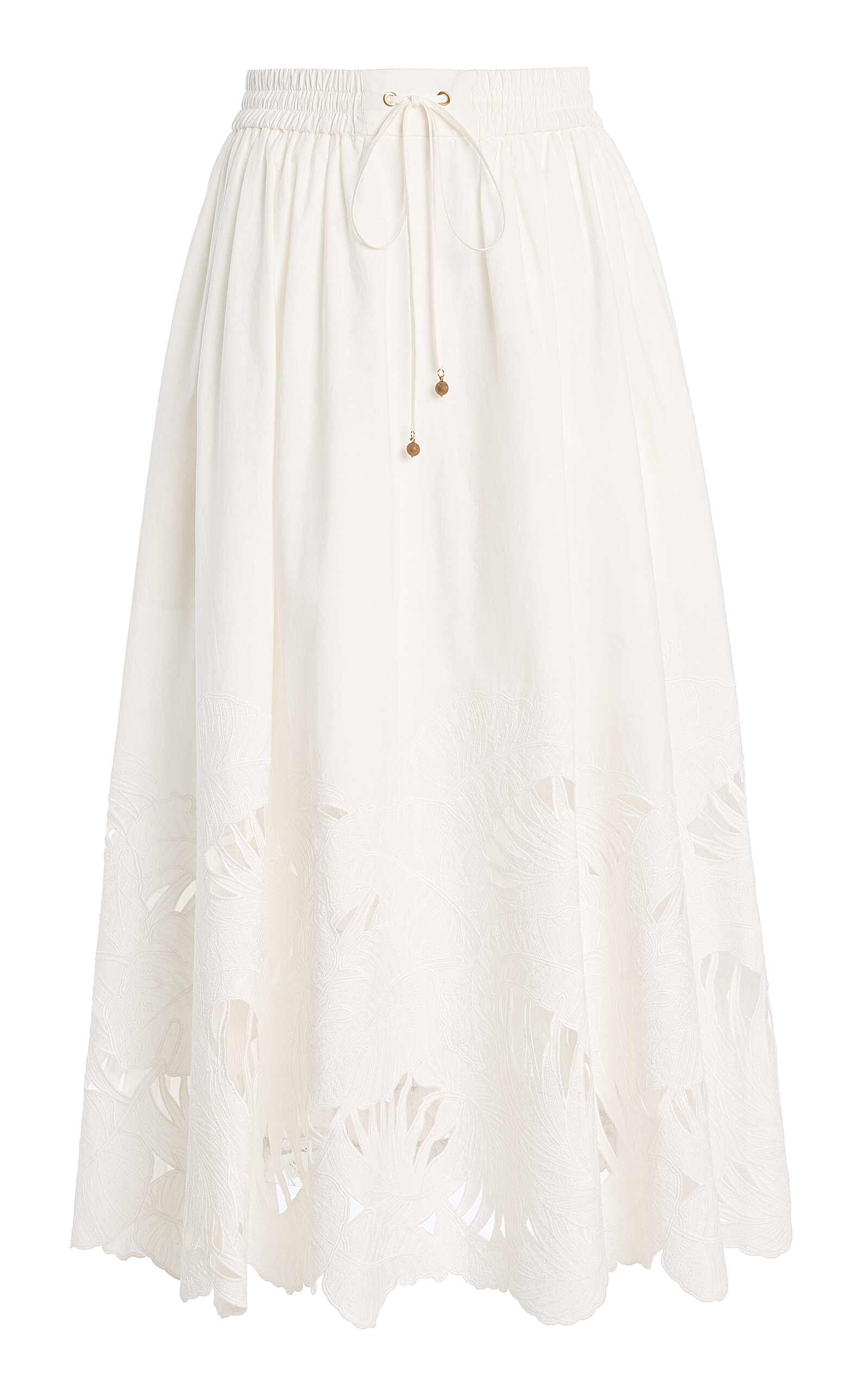 Zimmermann Mahon Embroidered Cotton Midi Skirt