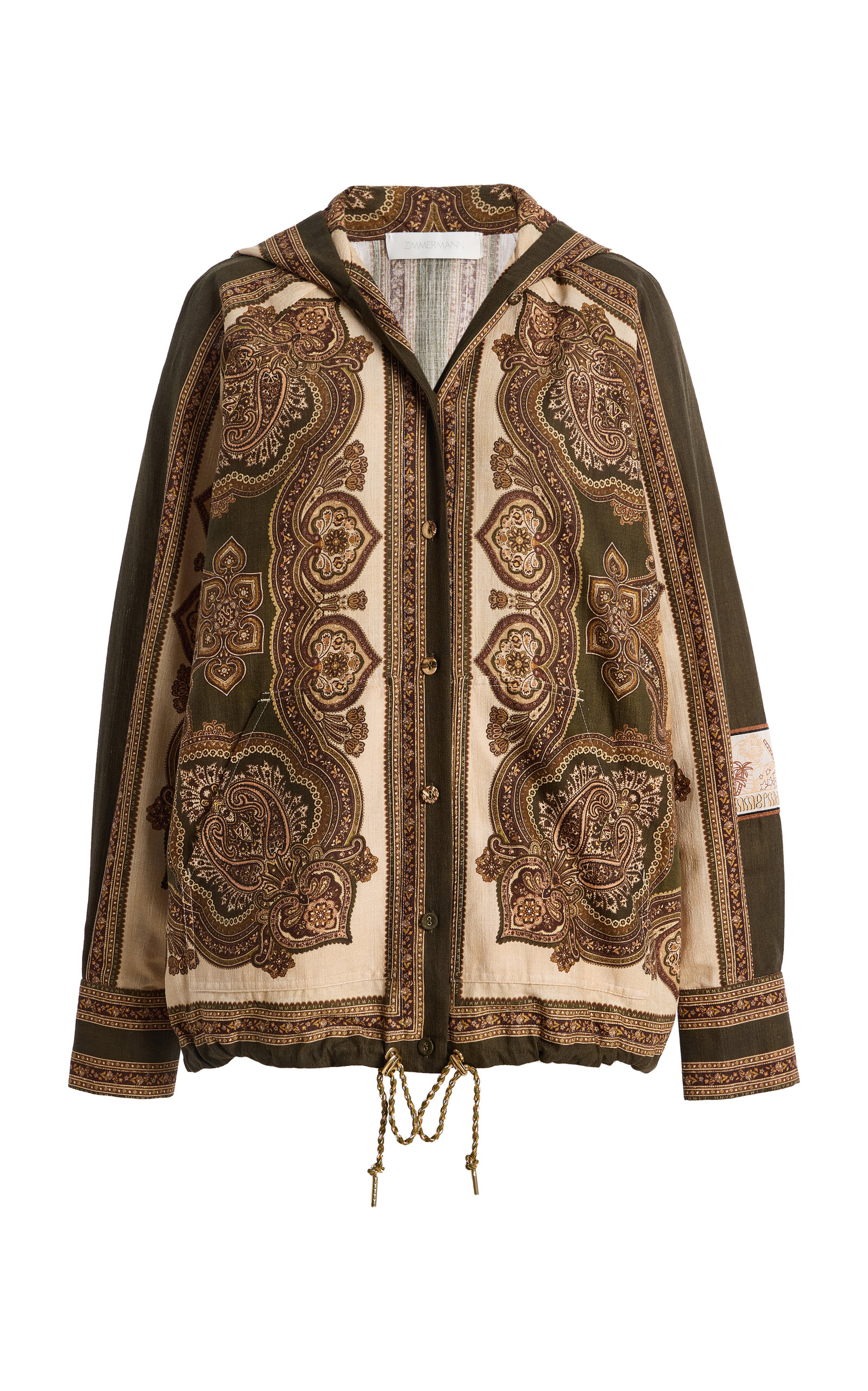 Zimmermann Mahon Cotton Paisley Hooded Shirt