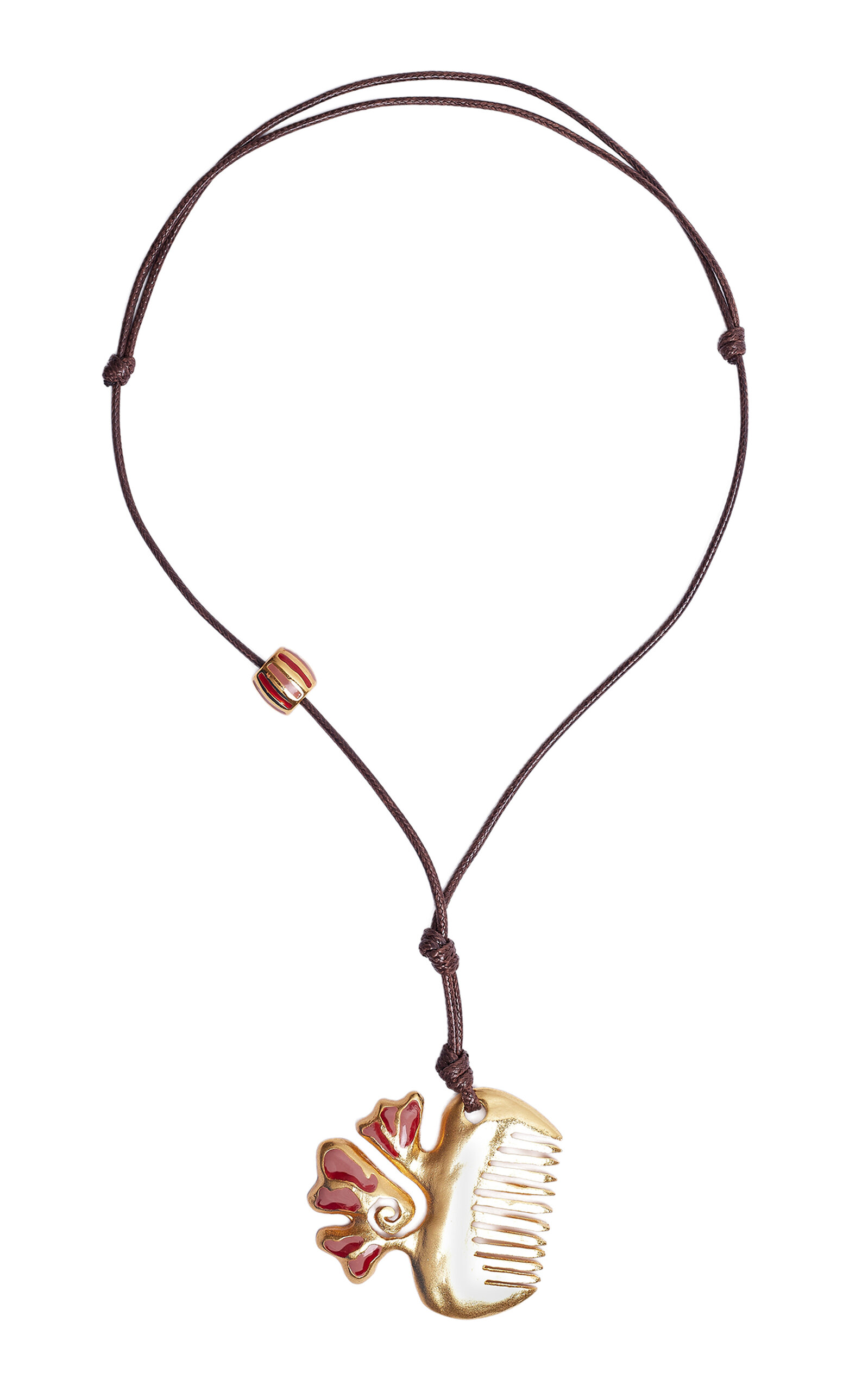 Sara Y Flora Terracotta Peineta Necklace In Gold