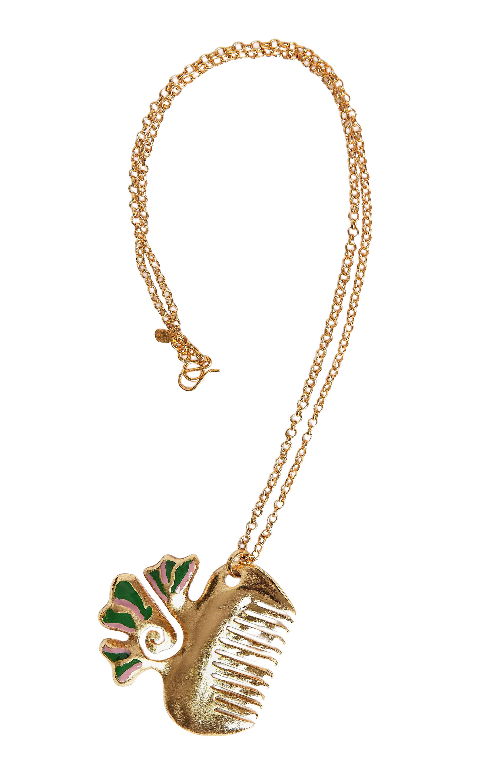 Sara Y Flora Green Peineta Chain In Gold