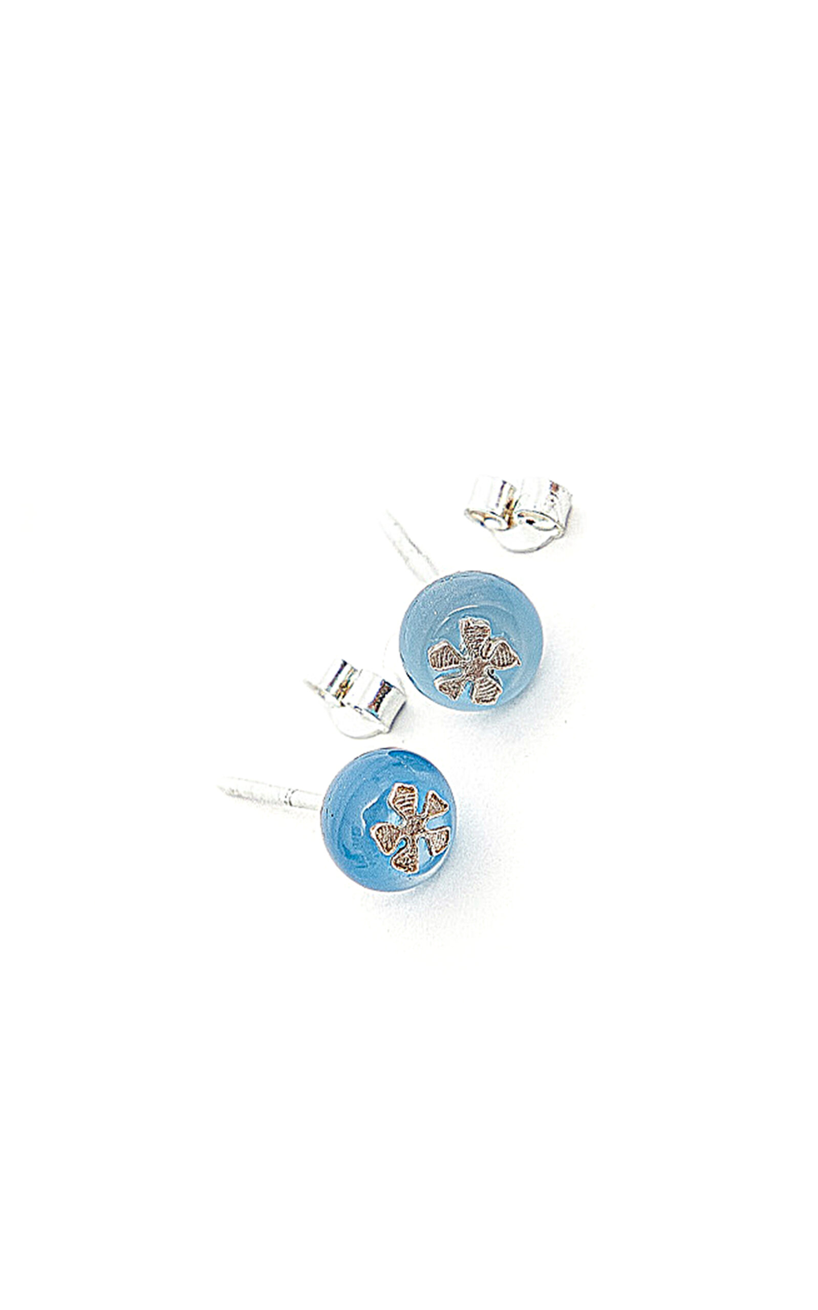 Sara Y Flora Agata Blue Aurora Stud In Silver