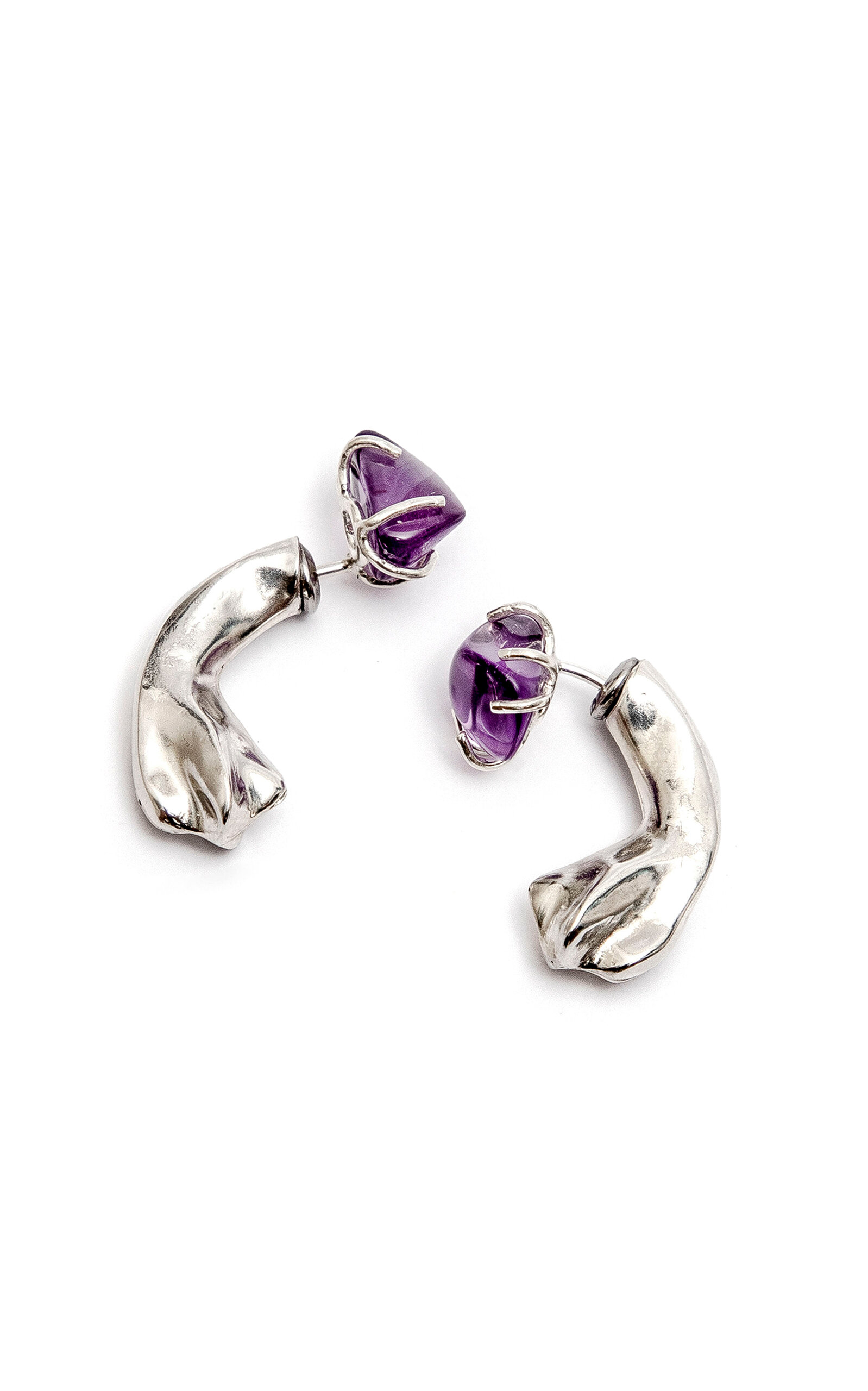 Sara Y Flora Amatista Petal Curve Earrings In Silver